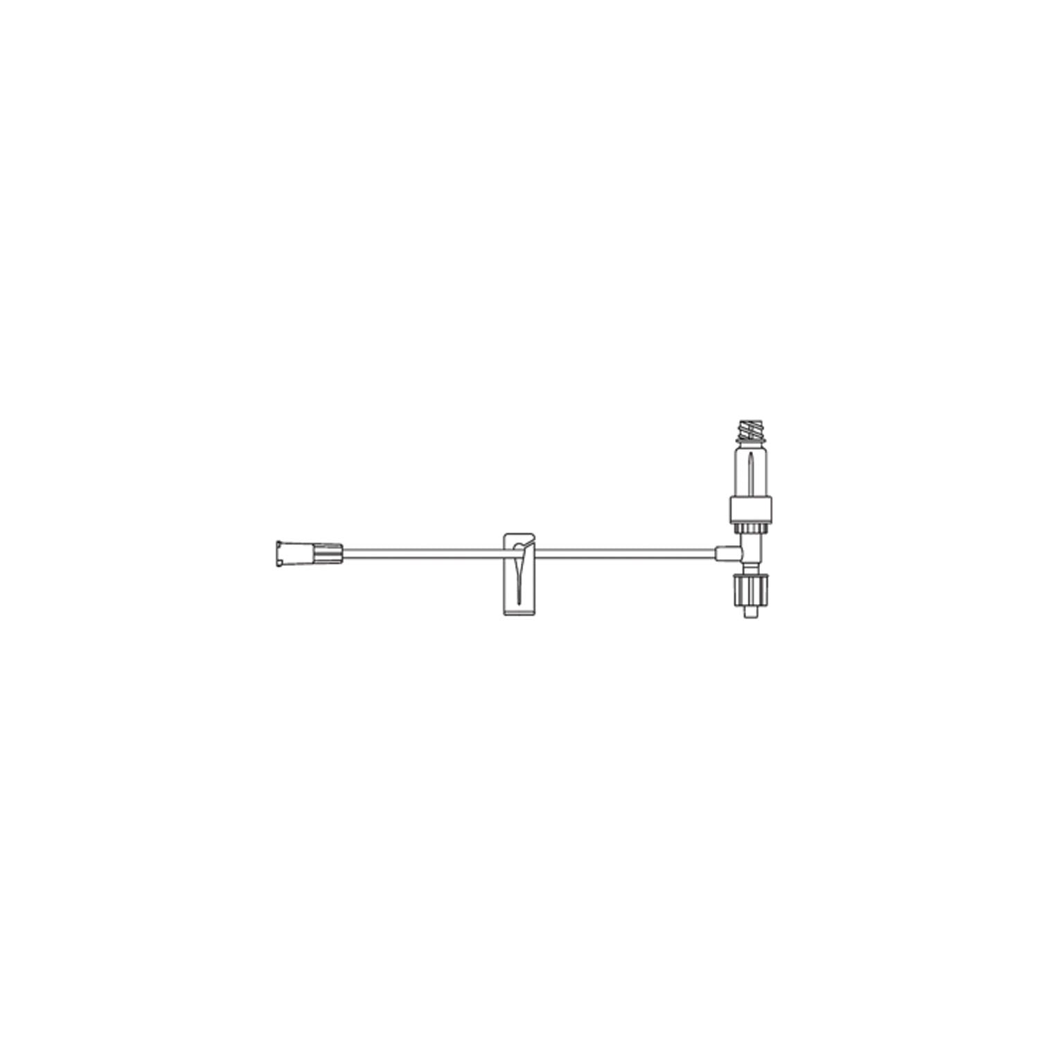 Standard Bore T-Port Extension Set, ULTRASITE Valve, Removable Slide Clamp, SPIN-LOCK Connector, DEHP & Latex Free (LF), 0.6mL Priming Volume, 5"L, 100/cs (Rx) (Item is Non-Returnable) (Continental US+HI Only, Excluding IN and ND)
