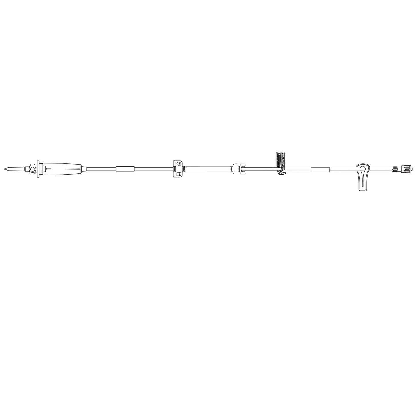 IV Admin Set, Universal Spike, Microbore Tubing, Slide Clamp, Free-Flow Protection Clamp, SPIN LOCK Connector, 60 Drops/mL, DEHP & Latex Free (LF), 13mL Priming Volume, 127"L, 24/cs (Rx) (Continental US+HI Only)