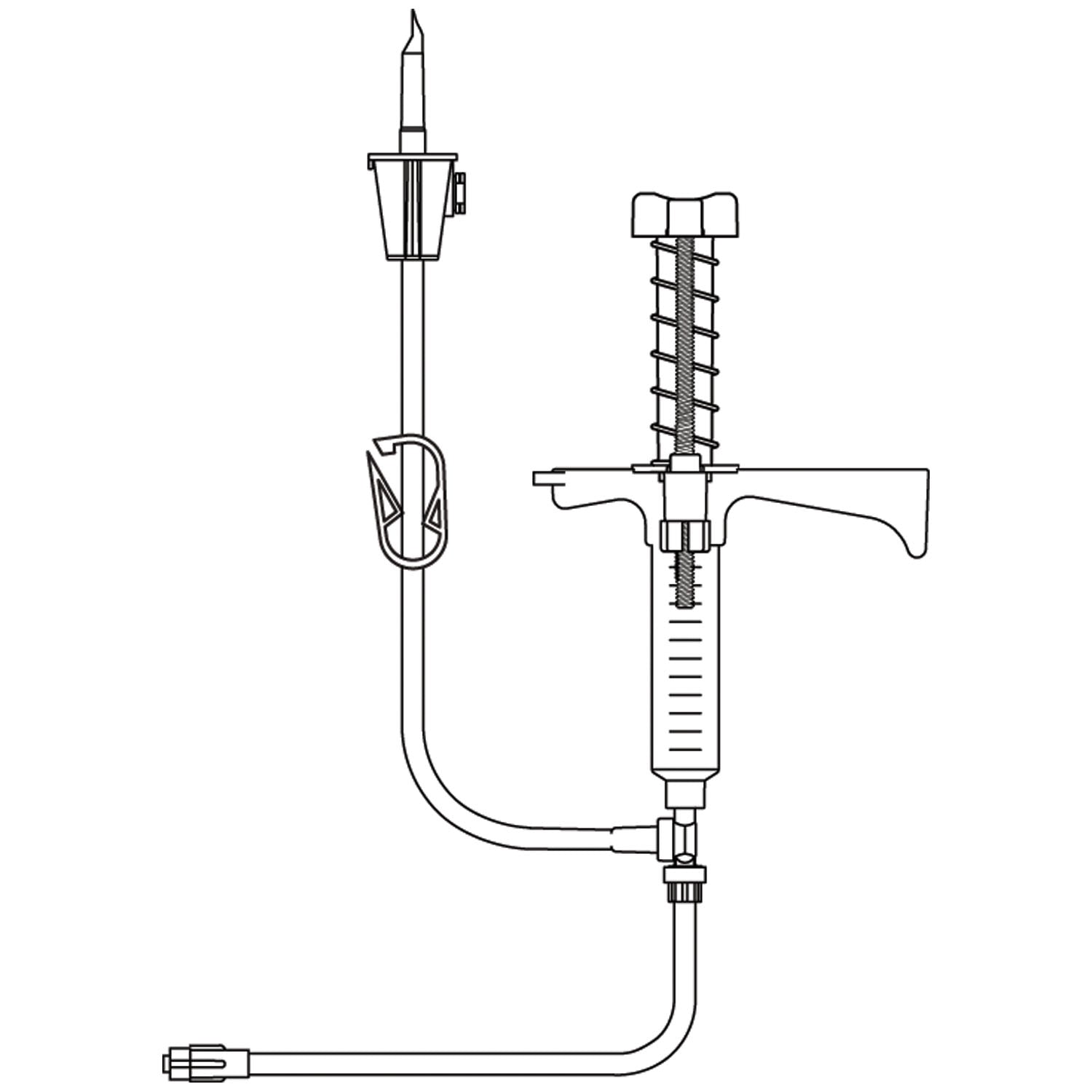 Fluid Dispensing System, 10cc Luer Lock Syringe, Adjustable Automatic Spring Return, 41" Vented Transfer Set, Dual Check Valve, 40" Extension Set with Distal Luer Lock Connector, DEHP & Latex Free (LF), 10/cs (Rx) (Continental US+HI Only)