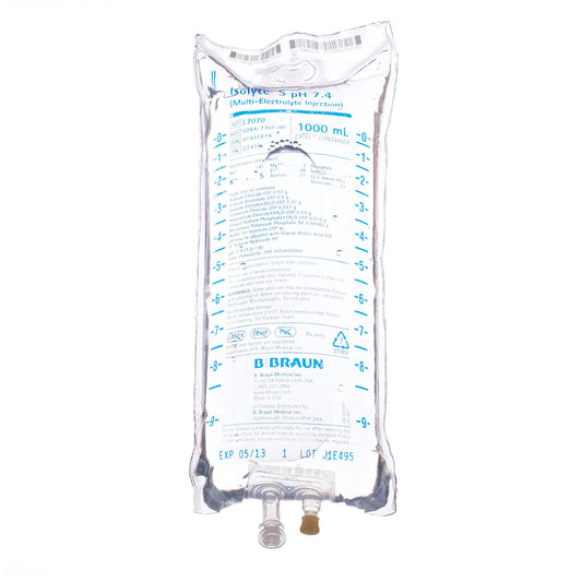 1000mL Isolyte S pH 7.4 Injection (Rx) (Item is Non-Returnable), 12/cs (Continental US+HI Only, Excluding IN and ND) (Item is on Manufacturer Allocation - Quantities may Limited)&nbsp;&nbsp;<Strong style="color:red">Max weekly quantity allowed: 10</Strong>