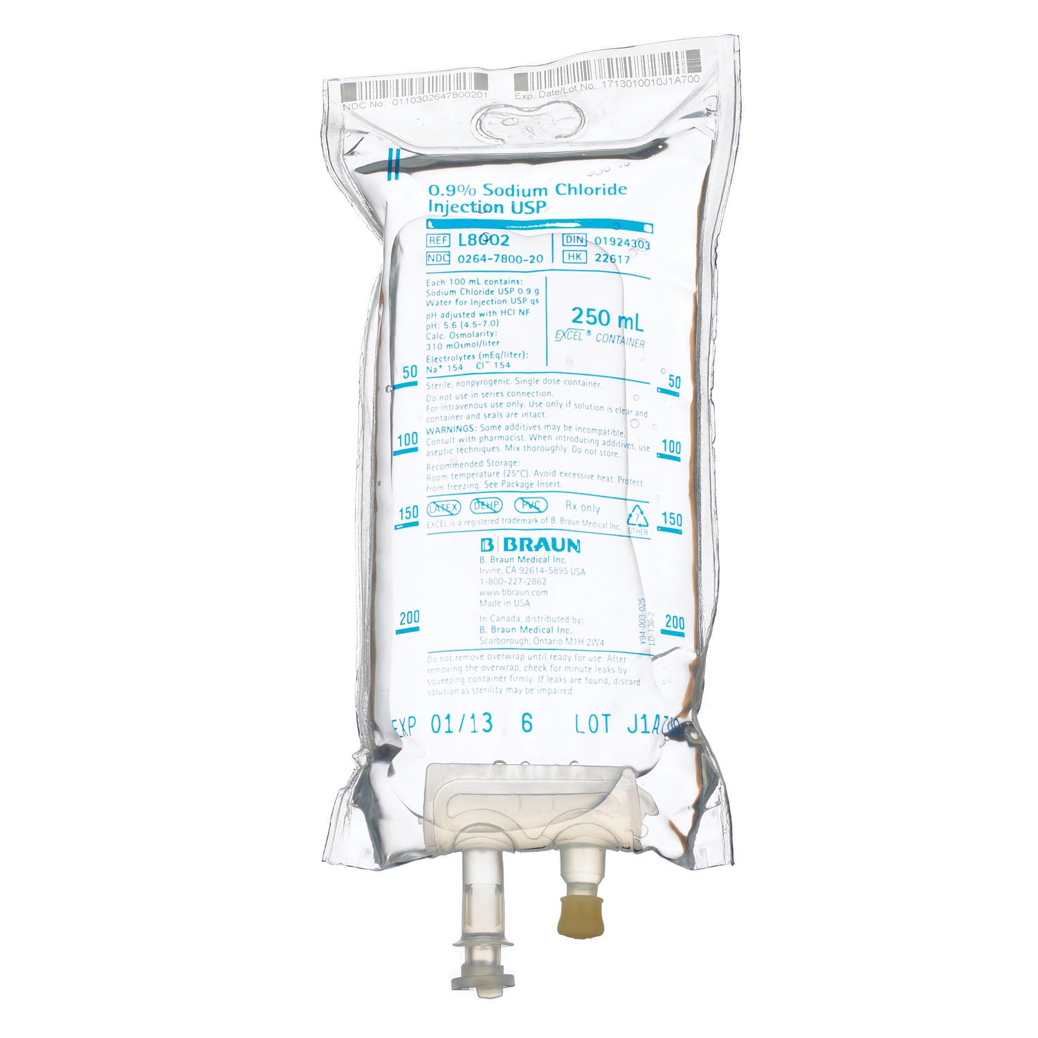 Sodium Chloride Injections, 0.9%, 250mL, EXCEL Container (Rx) (Item is Non-Returnable), 24/cs (56 cs/plt) (Continental US+HI Only, Excluding IN and ND) (Item is on Manufacturer Allocation - Quantities may Limited)&nbsp;&nbsp;<Strong style="color:red">Max weekly quantity allowed: 10</Strong>