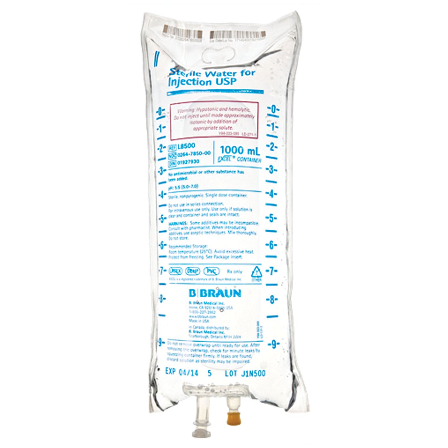 1000mL Sterile Water, EXCEL (Rx) (Item is Non-Returnable), 12/cs (60 cs/plt) (Continental US+HI Only, Excluding IN and ND)&nbsp;&nbsp;<Strong style="color:red">Max weekly quantity allowed: 10</Strong>