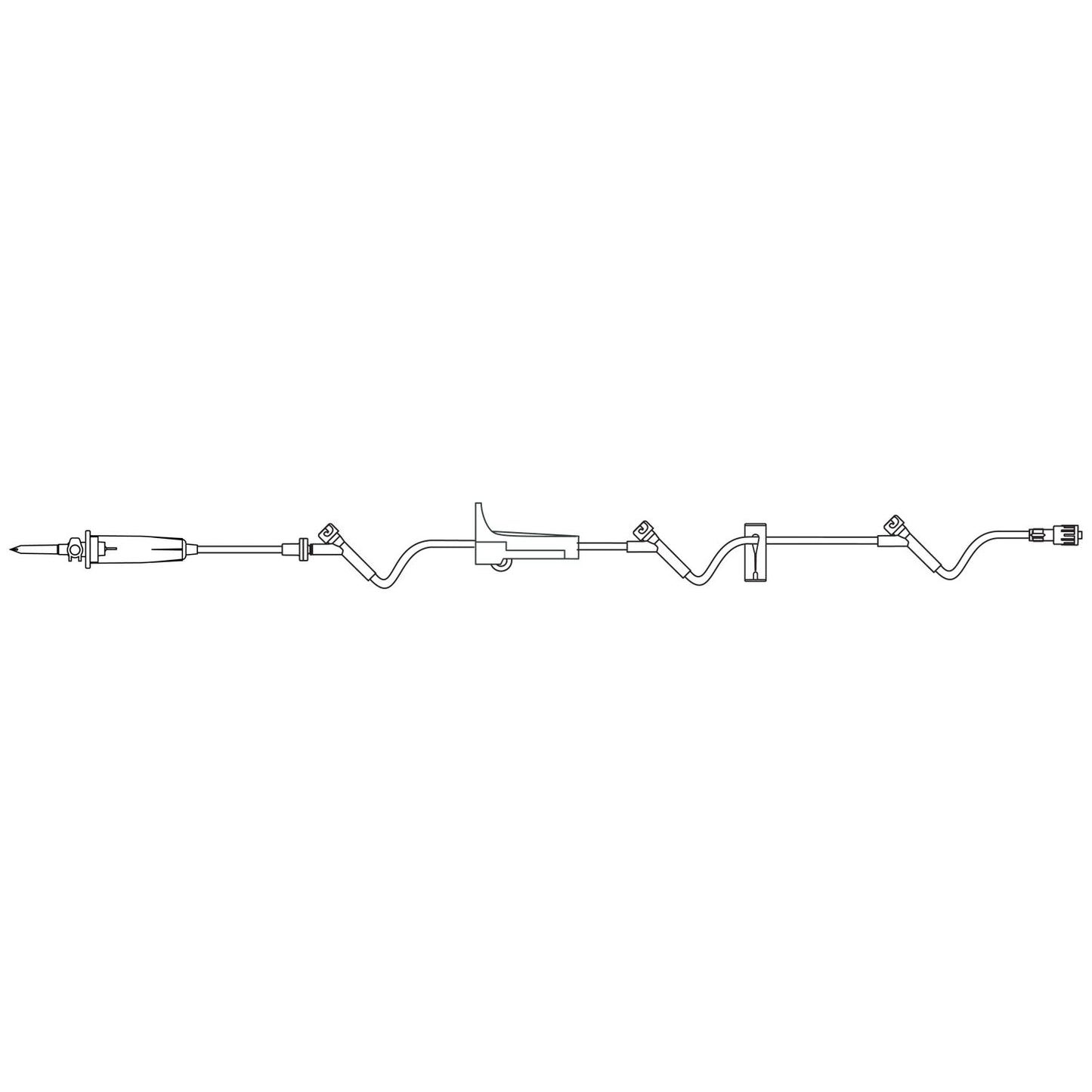 Admin Set, Universal Spike, Check Valve, SAFELINE Injection Sites 6", 27" & 62" Above Distal End, Slide Clamp, SPIN-LOCK Connector, 17 mL Priming Volume, 88"L, 60 Drops/mL, DEHP & Latex Free (LF), 50/cs (Rx) (Continental US+HI Only)