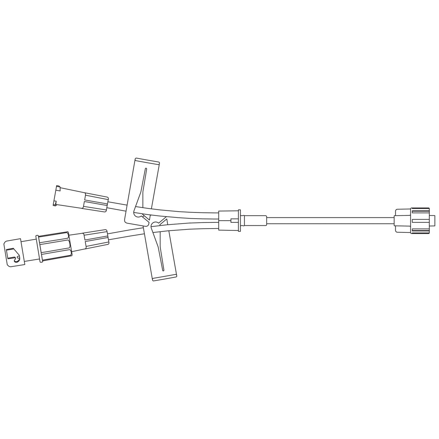 Y-Type Microbore Extension Set, Attached SAFELINE Injection Site, Female Adapter, 2 Removable Slide Clamps, Male Luer Lock, 0.52mL Priming Volume, 6"L, DEHP & Latex Free (LF), 100/cs (Rx) (Continental US+HI Only)