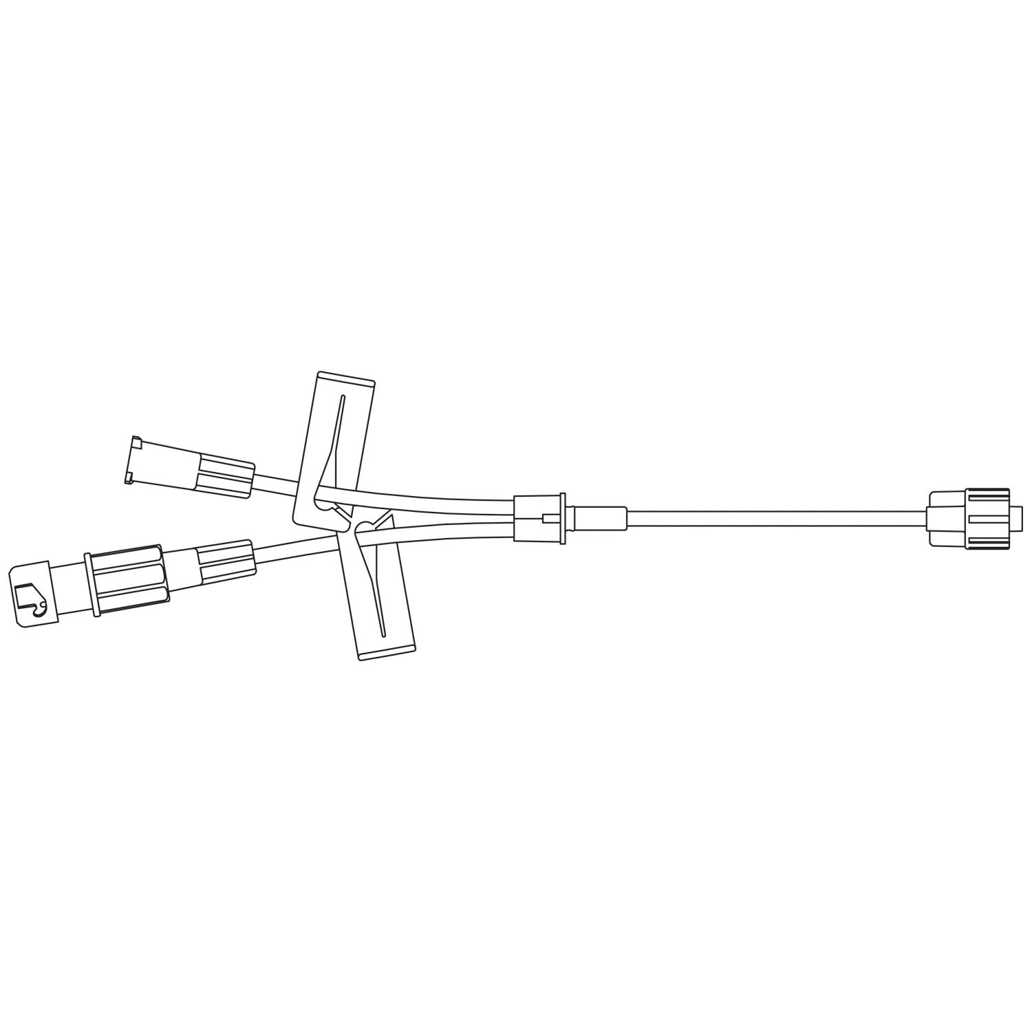 Y-Type Microbore Extension Set, Attached SAFELINE Injection Site, Female Adapter, 2 Removable Slide Clamps, Male Luer Lock, 0.52mL Priming Volume, 6"L, DEHP & Latex Free (LF), 100/cs (Rx) (Continental US+HI Only)