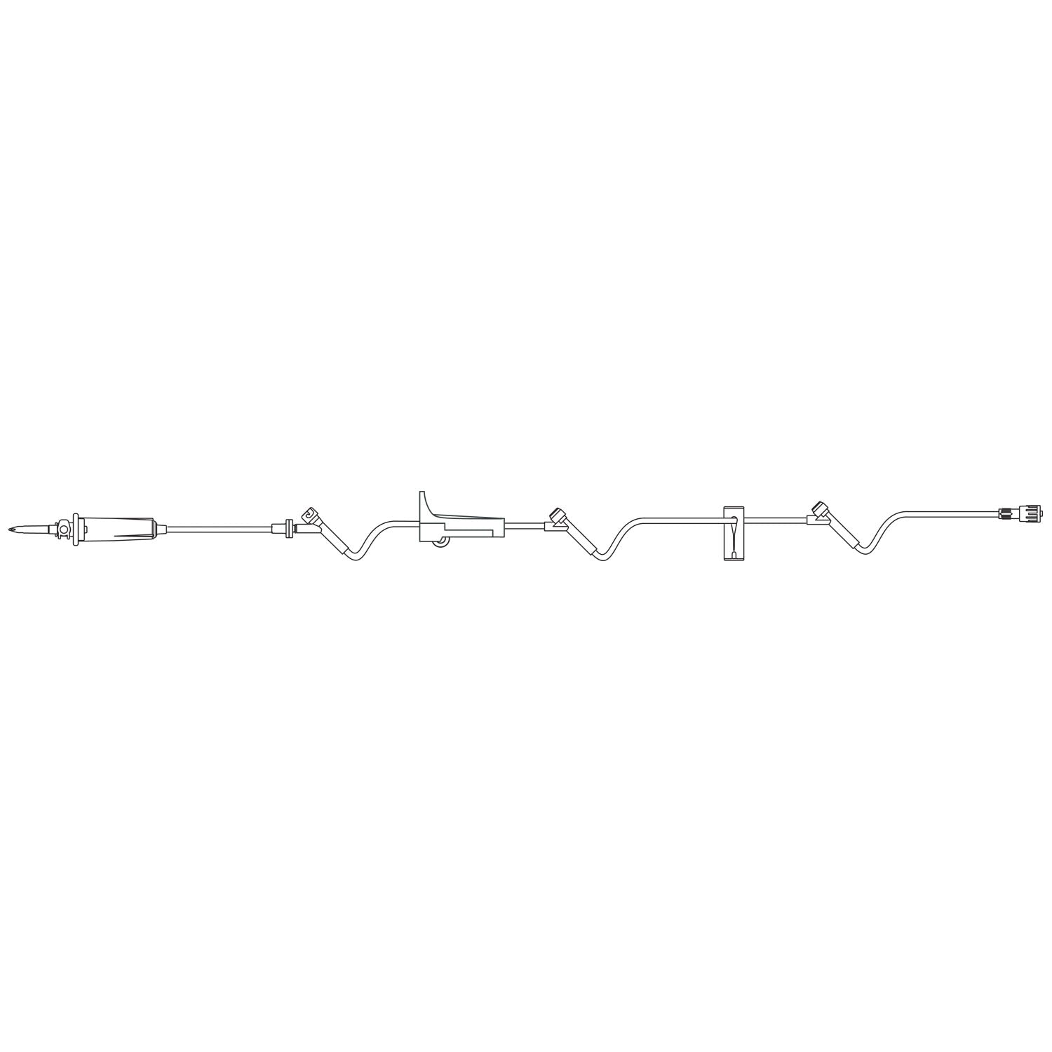 Admin Set, Check Valve, SAFELINE Injection Sites 6", 26" & 88" Above Distal End, Slide Clamp, 2-Piece Male Luer Lock, 20mL Priming Volume, 115"L, 15 Drops/mL, Latex Free (LF), 50/cs (Rx) (Continental US+HI Only)