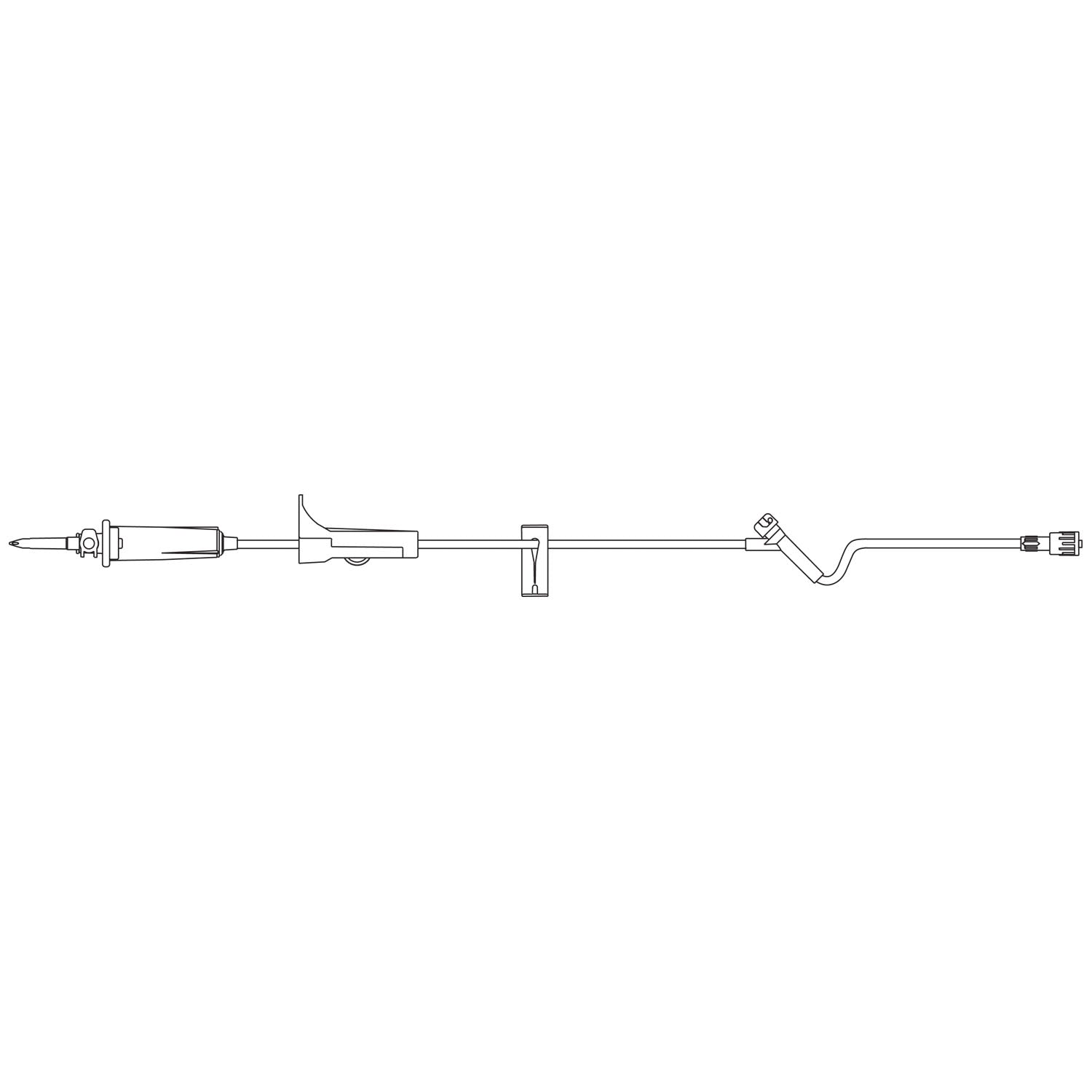 Admin Set, Universal Spike, SAFELINE Injection Site 26" Above Distal End, SPIN-LOCK Connector, 18mL Priming Volume, 105"L, 15 Drops/mL, Latex Free (LF), 50/cs (Rx) (Continental US+HI Only)