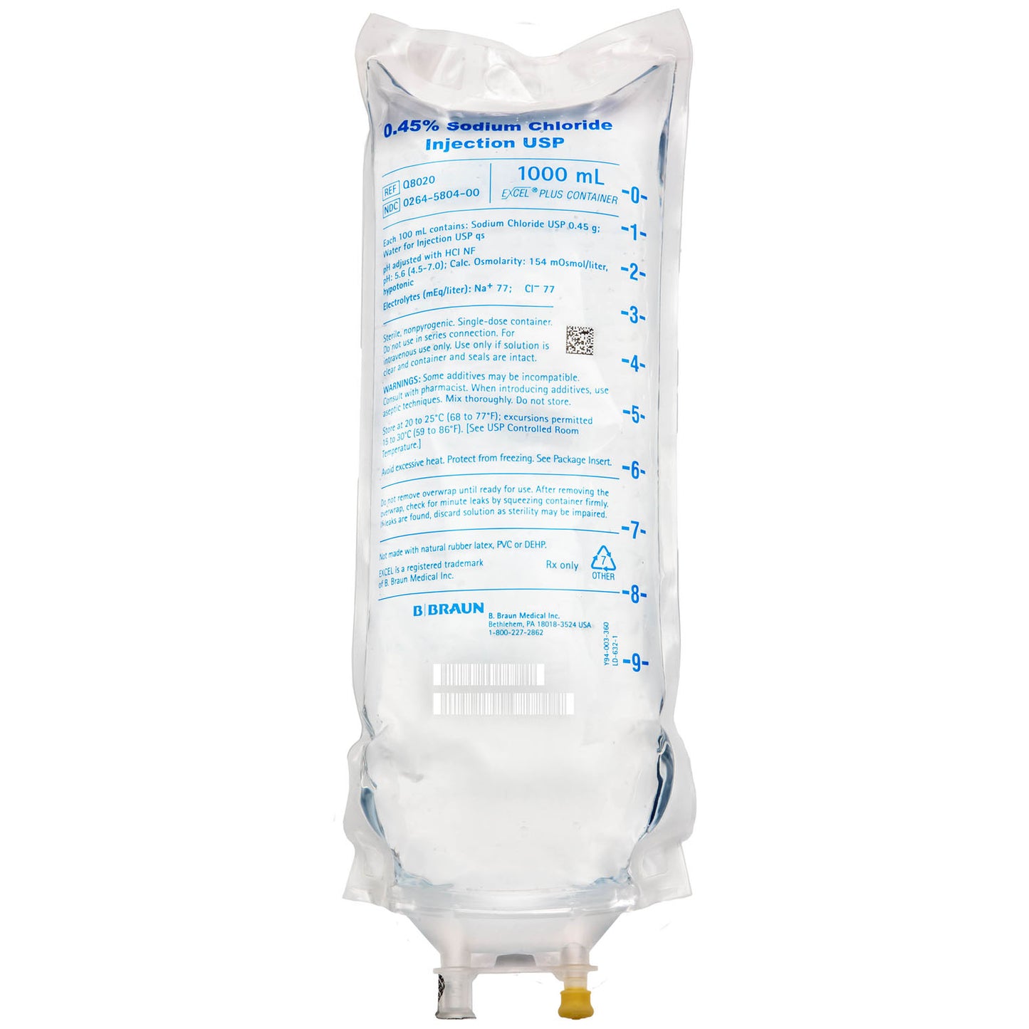 ExcelPlus Sodium Chloride Injections, 0.45%, 1000 ml (Rx) (Item is Non-Returnable), 12/cs (Continental US+HI Only, Excluding IN and ND)&nbsp;&nbsp;<Strong style="color:red">Max weekly quantity allowed: 10</Strong>