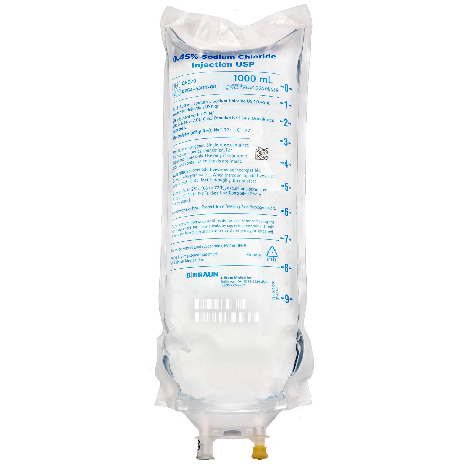 ExcelPlus Sodium Chloride Injections, 0.45%, 1000 ml (Rx) (Item is Non-Returnable), 12/cs (Continental US+HI Only, Excluding IN and ND)&nbsp;&nbsp;<Strong style="color:red">Max weekly quantity allowed: 10</Strong>