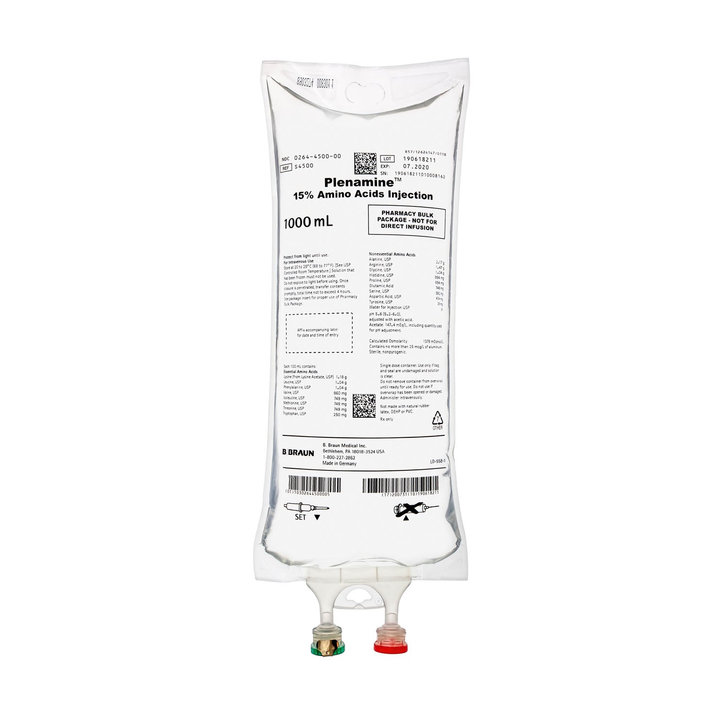 Plenamine 15% Amino Acid Injection, 1000mL Bag, Sterile (Rx) (Item is Non-Returnable), 8/cs (Continental US+HI Only, Excluding IN and ND)&nbsp;&nbsp;<Strong style="color:red">Max weekly quantity allowed: 10</Strong>
