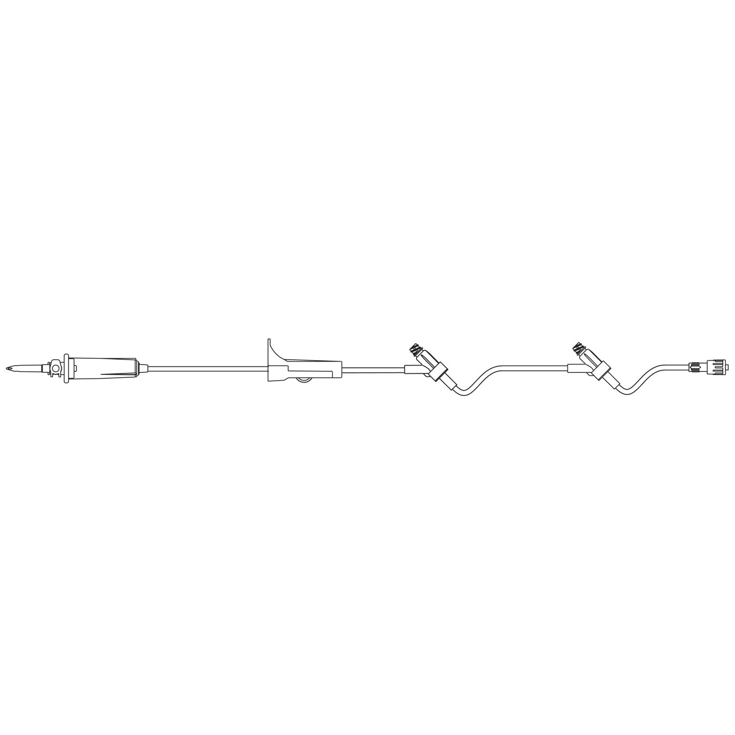 Emergency Medical Services Set, Universal Spike, Roller Clamp, ULTRASITE Valve Injection Sites 8" & 3" Above Distal End, SPIN-LOCK Connector, DEHP-Free, Latex Free (LF), 16mL Priming Volume, 86"L, 15 drops/mL, 50/cs (Rx) (Item is Non-Returnable) (Continental US+HI Only, Excluding IN and ND)