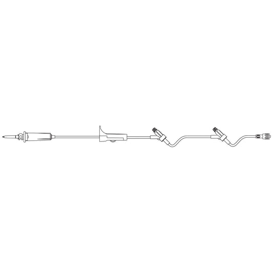 Emergency Medical Services Set, Universal Spike, Roller Clamp, ULTRASITE Valve Injection Sites 8" & 3" Above Distal End, SPIN-LOCK Connector, DEHP-Free, Latex Free (LF), 16mL Priming Volume, 86"L, 15 drops/mL, 50/cs (Rx) (Item is Non-Returnable) (Continental US+HI Only, Excluding IN and ND)