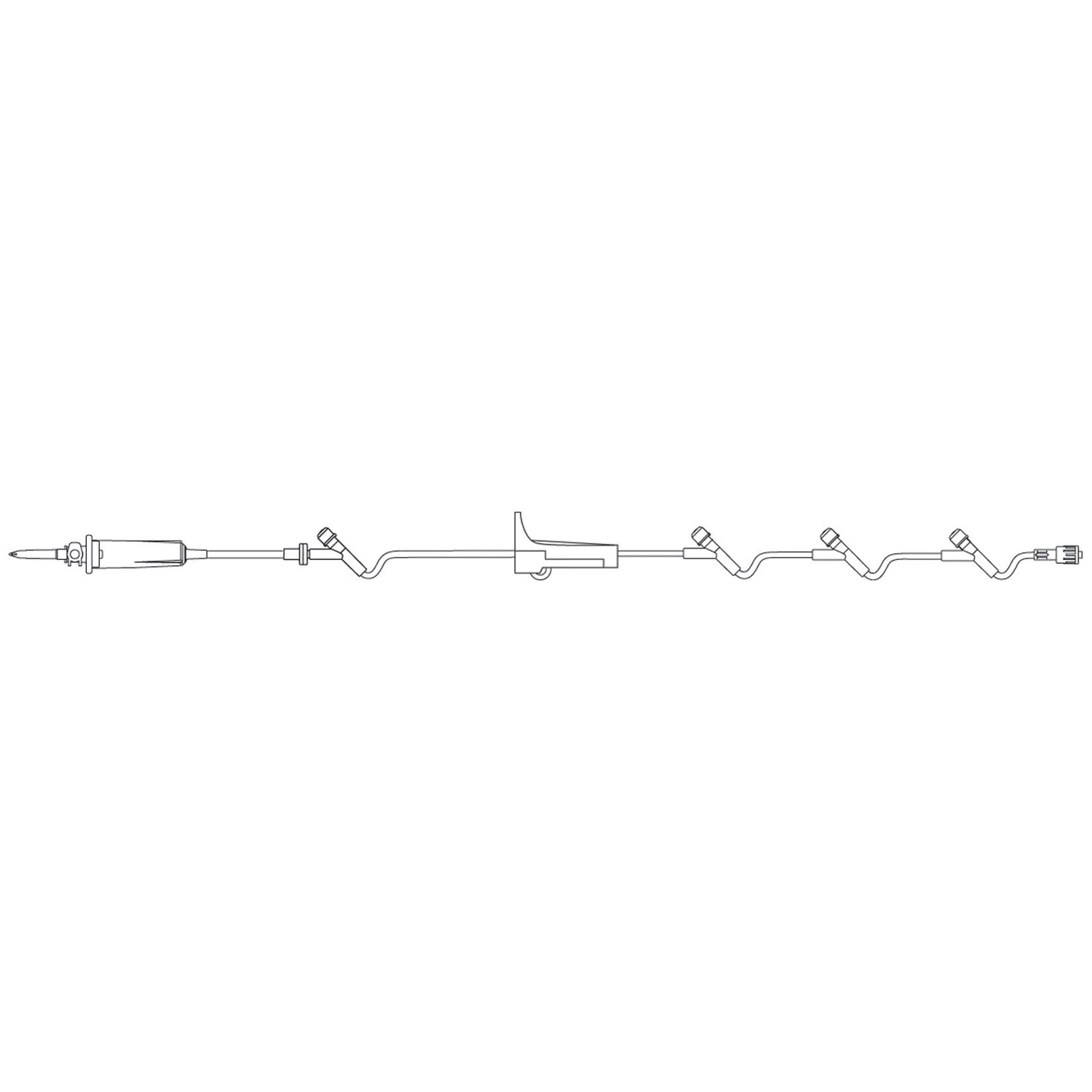 Admin Set, Check Valve, Injection Sites 6", 12", 48" & 100" Above Distal End, SPIN-LOCK Connector, 24mL Priming Volume, 127"L, 15 Drops/mL, 50/cs (Rx) (Continental US+HI Only)