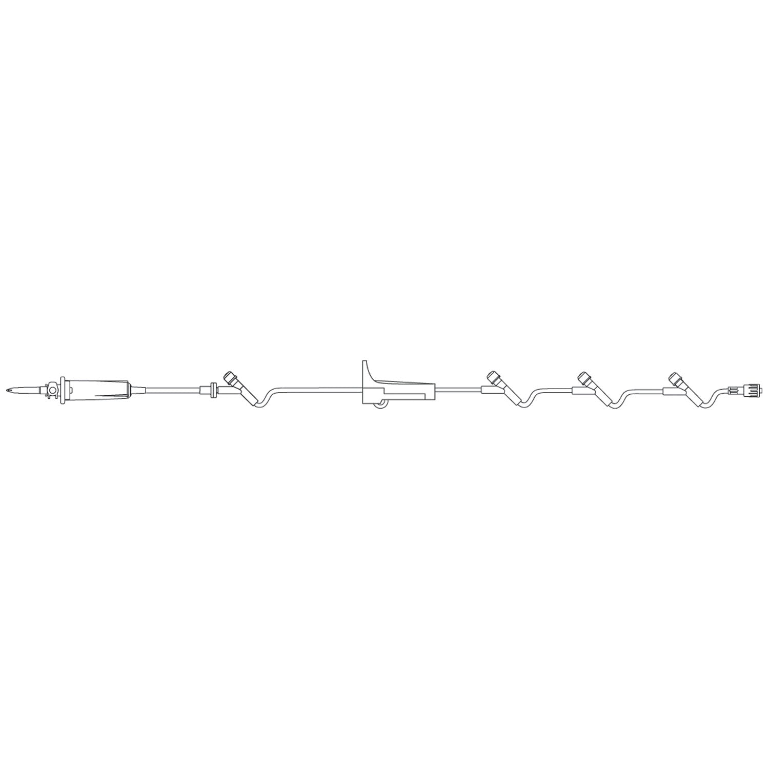 Admin Set, Check Valve, Injection Sites 6", 12", 48" & 100" Above Distal End, SPIN-LOCK Connector, 24mL Priming Volume, 127"L, 15 Drops/mL, 50/cs (Rx) (Continental US+HI Only)