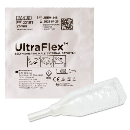 Male External Catheter, Self-Adhering, UltraFlex, Small, 25mm, 30/bx (US Only)
