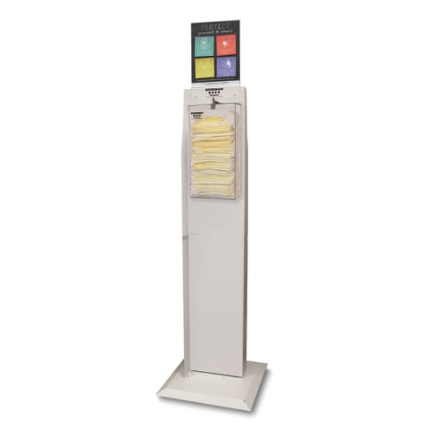 Public Safety Kit: Dual-Sided Floor Stand Face Mask Dispenser - Locking Sign Holder VHB Double-Sided Tape - Clear Assembly Hardware included