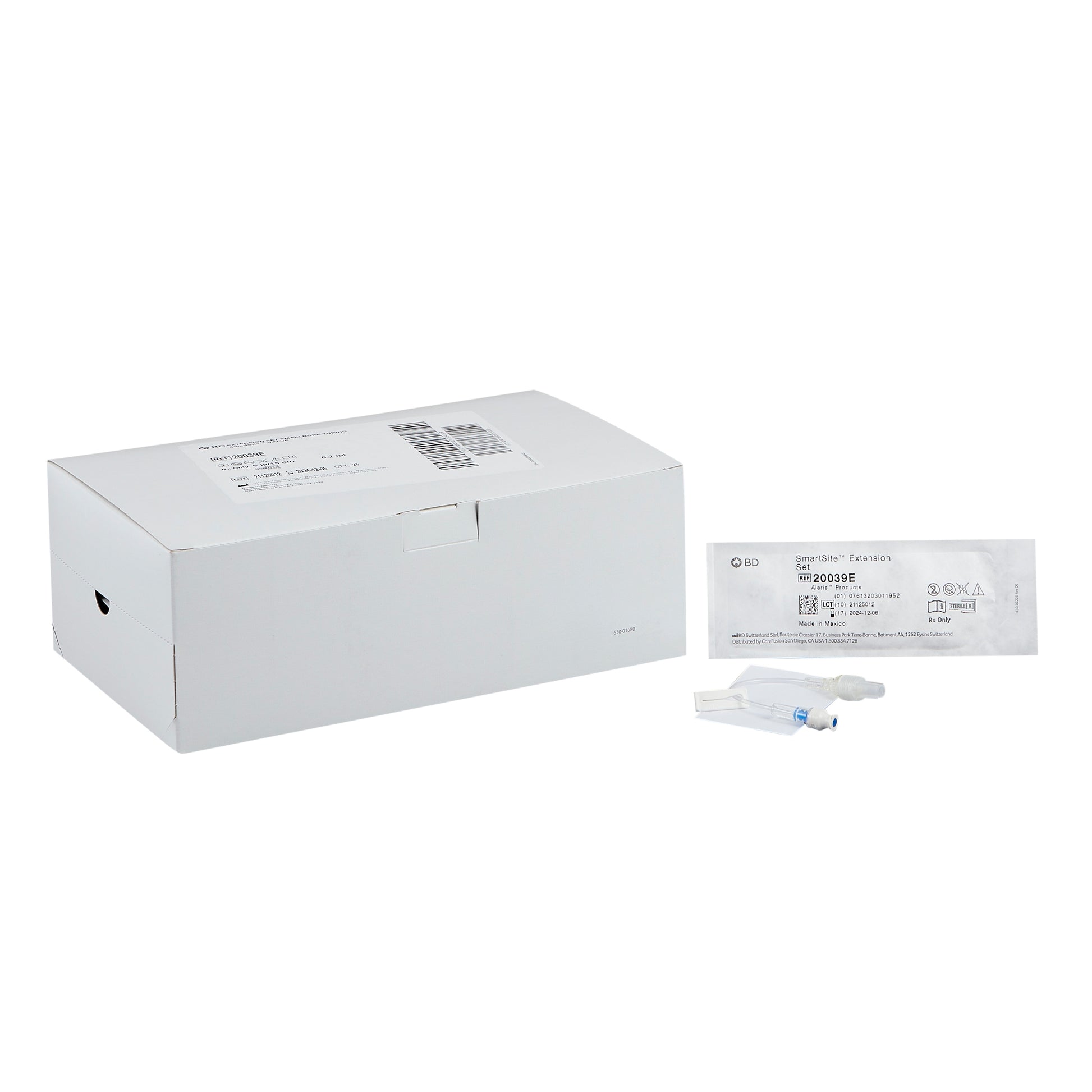 Extension Set, Pressure Rated, Smallbore, Includes: (1) SmartSite Needle-Free Connector, Slide Clamp, Spin Male Luer Lock, Not Made w/ DEHP, 6", 0.2 ml PV, Sterile, 25/sleeve, 4 sleeve/cs (Continental US Only) (Drop Ship Requires Pre-Approval)