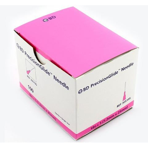 Needle, 18G x 1", Regular Bevel, Sterile, 100/bx, 10 bx/cs (Continental US Only) (Drop Ship Requires Pre-Approval)