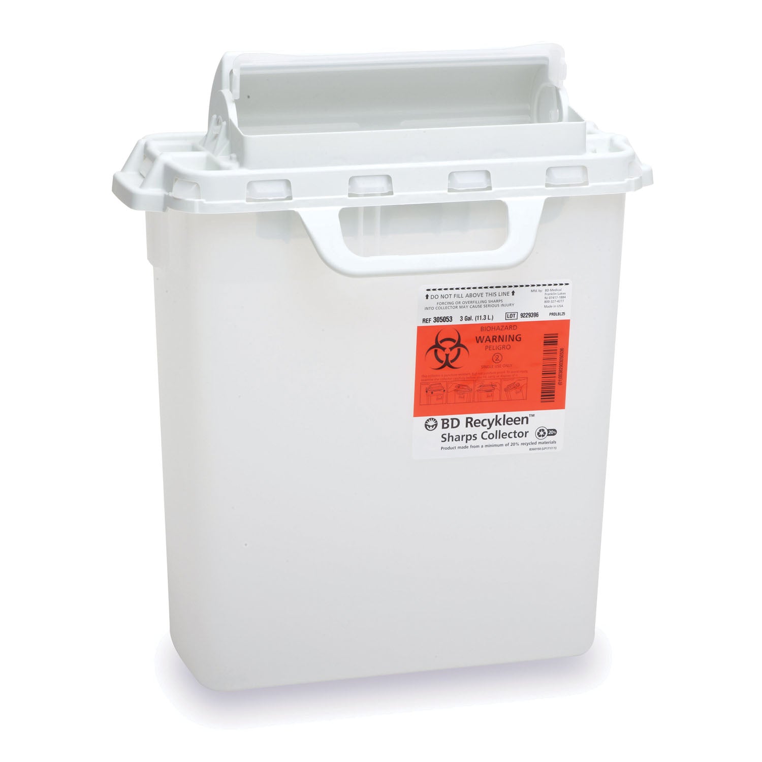 Sharps Collector, 3 Gallon, 15_" x 13_" x 6", Counterbalanced Door, Pearl, 10/cs (12 cs/plt) (Continental US Only) (Drop Ship Requires Pre-Approval)