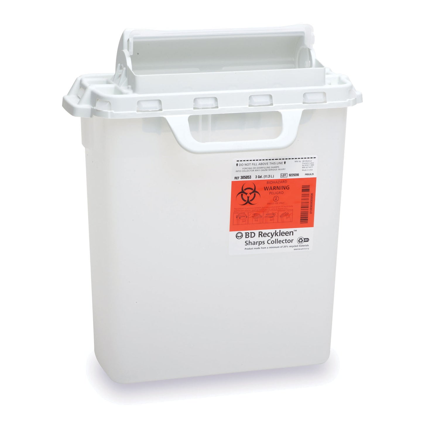 Sharps Collector, 3 Gallon, 15_" x 13_" x 6", Counterbalanced Door, Made with 20% Recycled Plastic, Red, 10/cs (12 cs/plt) (Continental US Only) (Drop Ship Requires Pre-Approval)