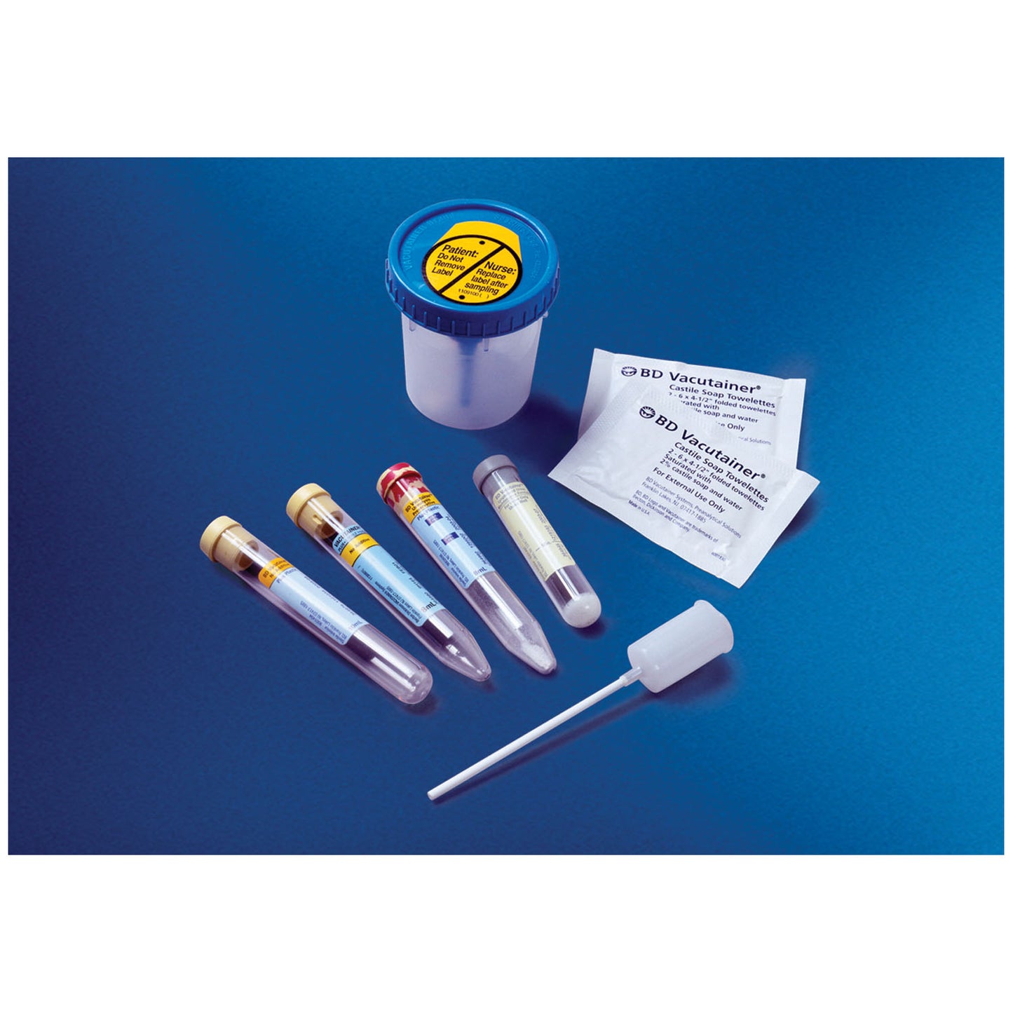 Urine Complete Kit: Collection Cups, 8mL Draw 16 x 100mm UA Preservative Plus Plastic Conical Bottom Tube, 4 mL Draw 13 x 75mm C&S Preservative Plus Plastic Tube & Castille Soap Towelettes, 50/cs (Temp Sensitive; Non-Returnable) (Continental US Only) (Drop Ship Requires Pre-Approval)