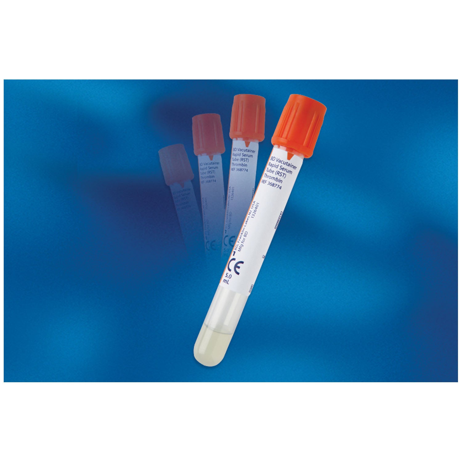 Plastic RST Tube, Orange Hemogard Closure, 13 x 75, 5.0mL, Paper Label, 100/pk, 10 pk/cs