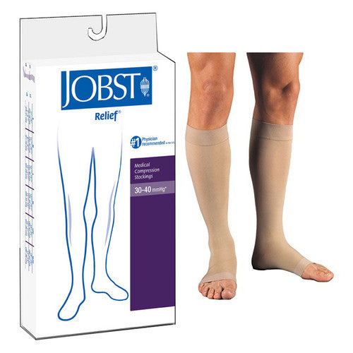 Compression Stocking, Knee Relief, 30-40mmhg, Open Toe, Petite Small, Beige, 1/pr (Continental US Only)