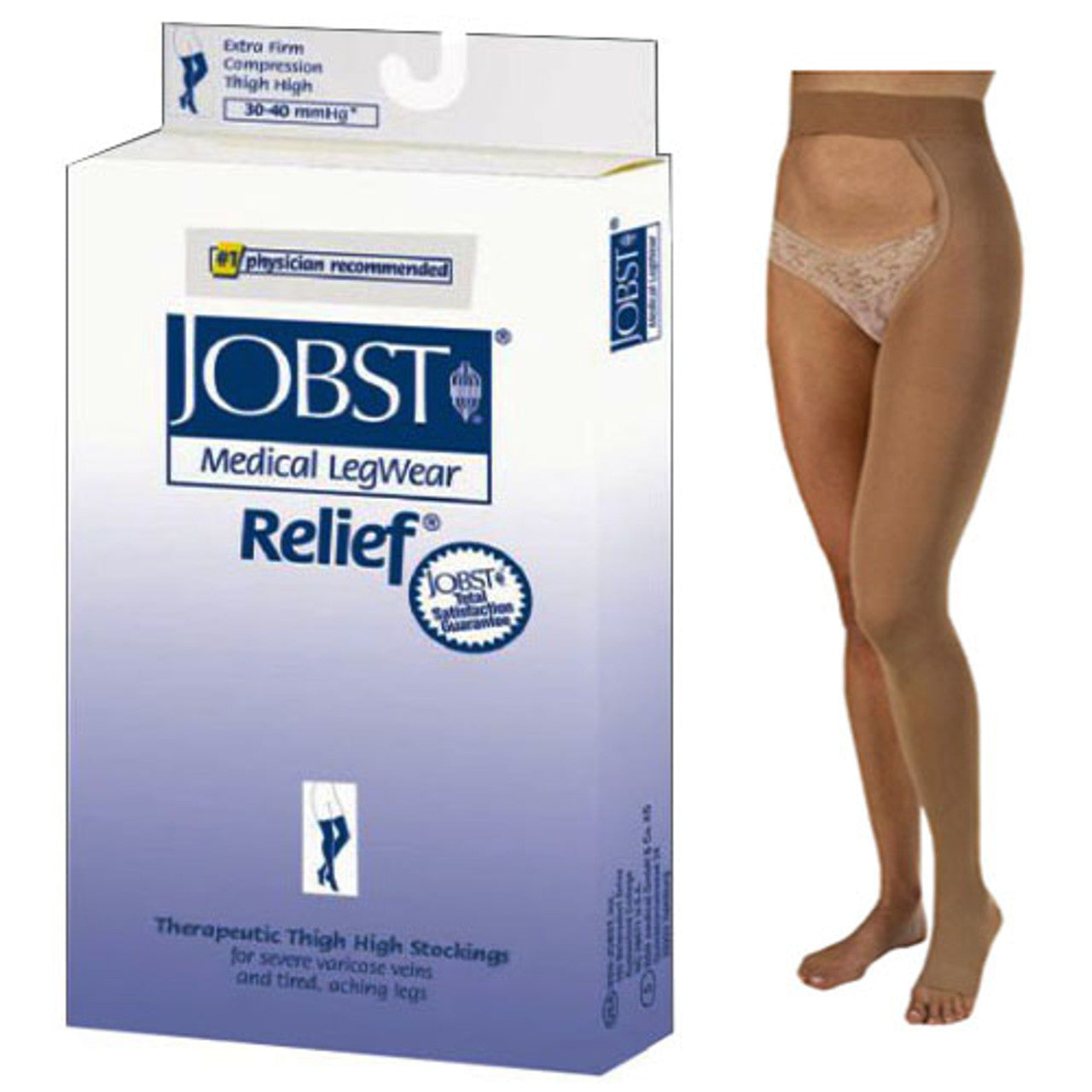 Compression Stockings, Chap Style, 30-40, Open Toe, Left, Beige, Large (Continental US Only)