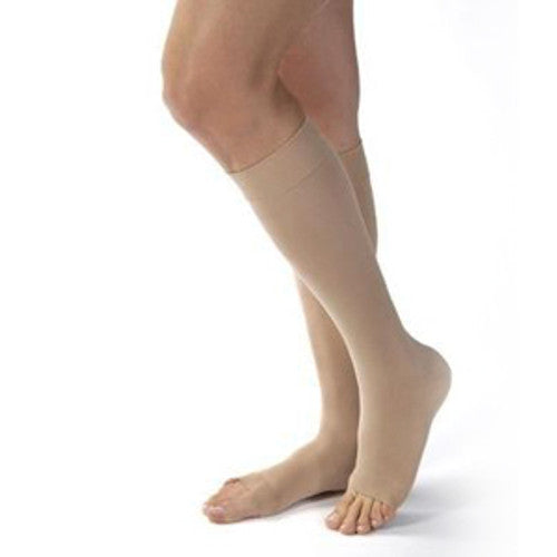 Compression Hose, Knee High, 30-40 mmHG, Open Toe, Petite, Natural, Large (Continental US Only)
