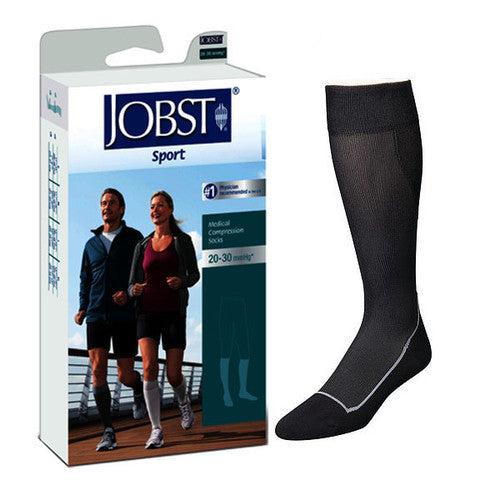 Sport Sock JOBST, 20-30mmhg, Knee High, Large, Cool Black/Black, Closed Toe, 1/pr (Continental US Only)