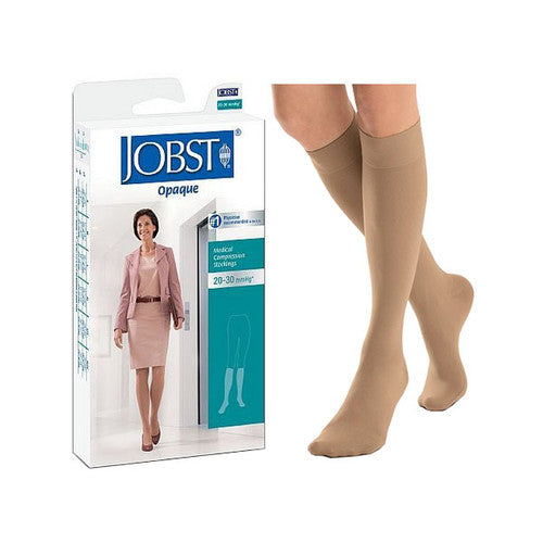 JOBST Opaque Compression Stockings, 20-30 mmHg, Knee High, SoftFit Band, Closed Toe, Natural, Medium