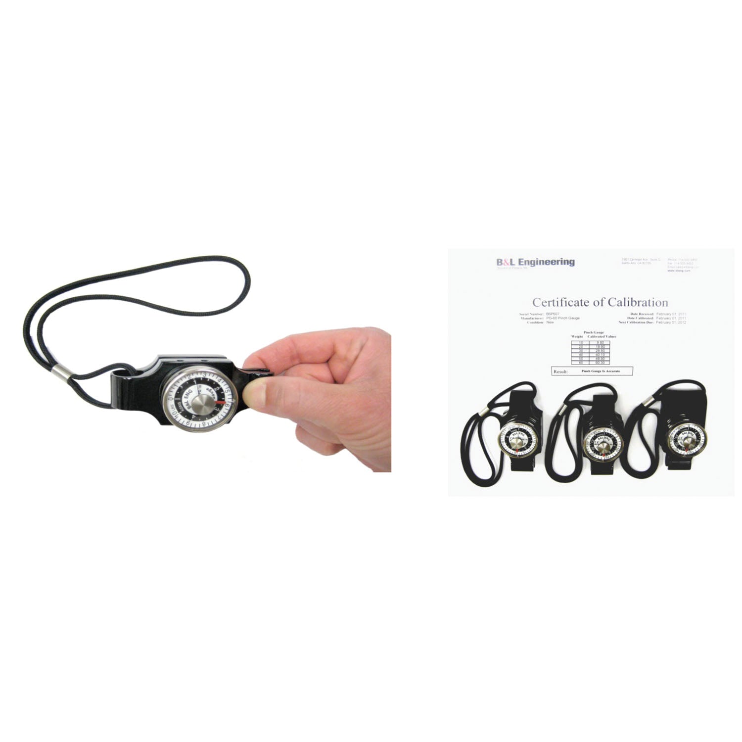 10 lb Pinch Gauge. 0.25 lb Increments, Calibration Certificate Included with Accuracy = 0.2 lb (090000)