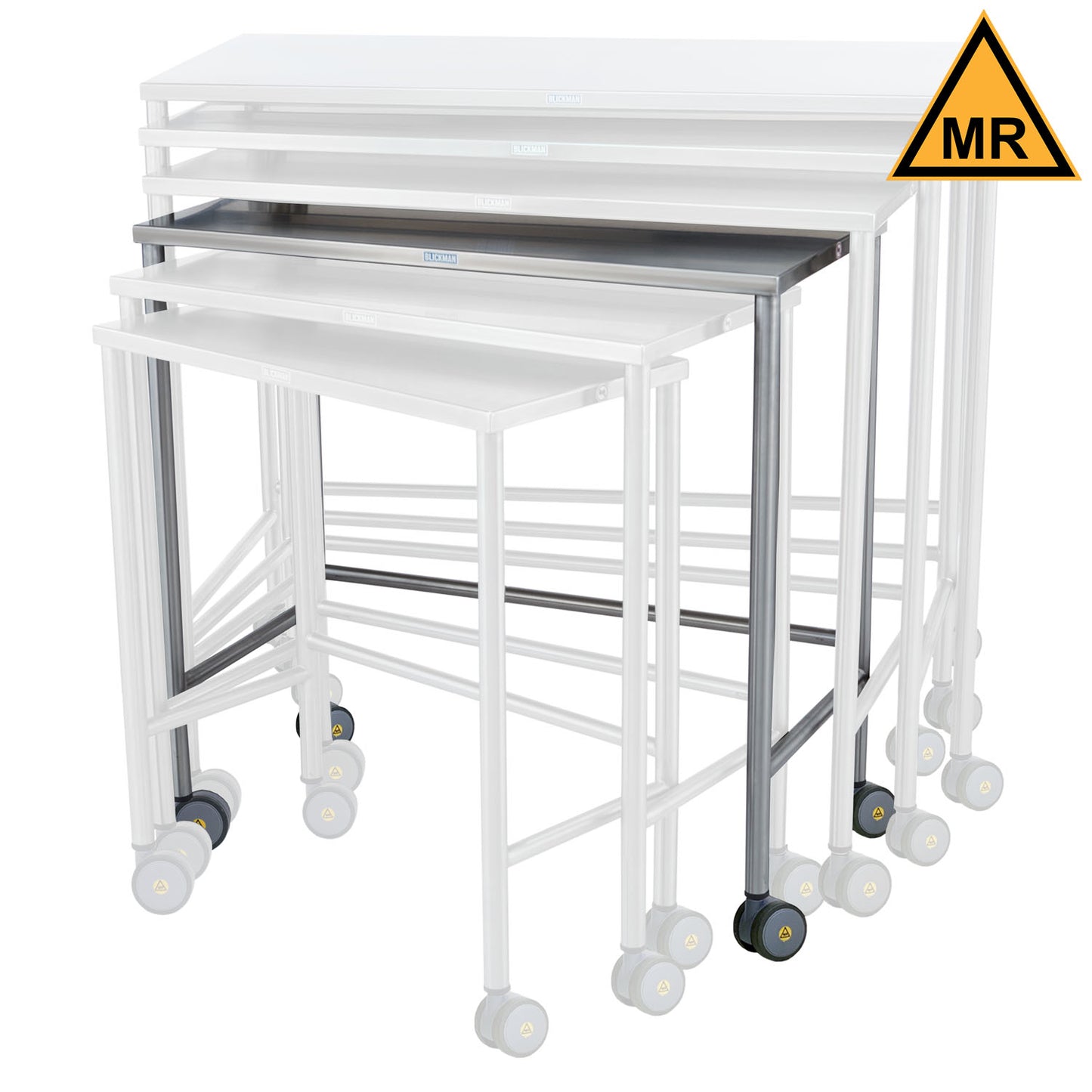Nested Instrument Table 36"W x 36"H x 18"D On Casters MRI Safe (DROP SHIP ONLY)