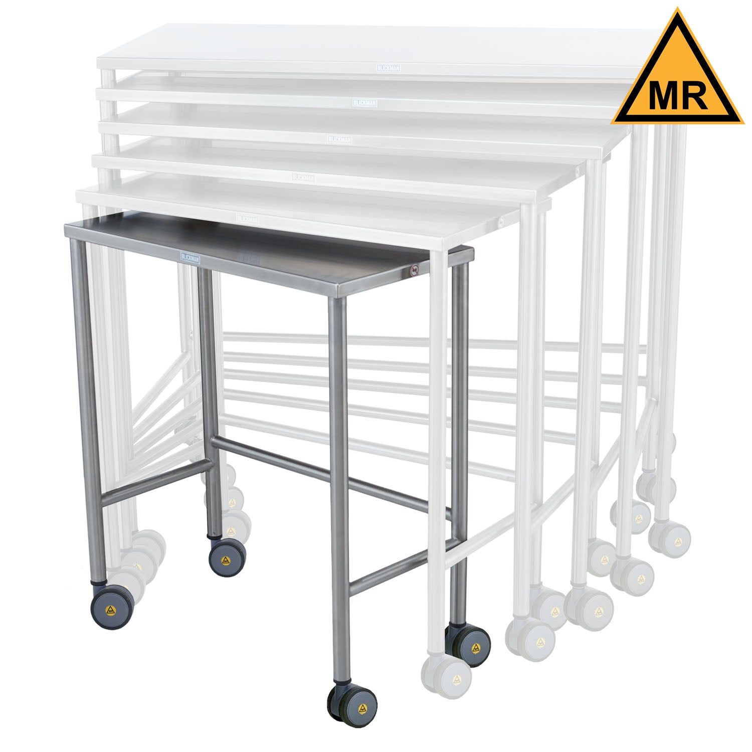 Nested Instrument Table 28"W x 32"H x 14"D On Casters MRI Safe (DROP SHIP ONLY)