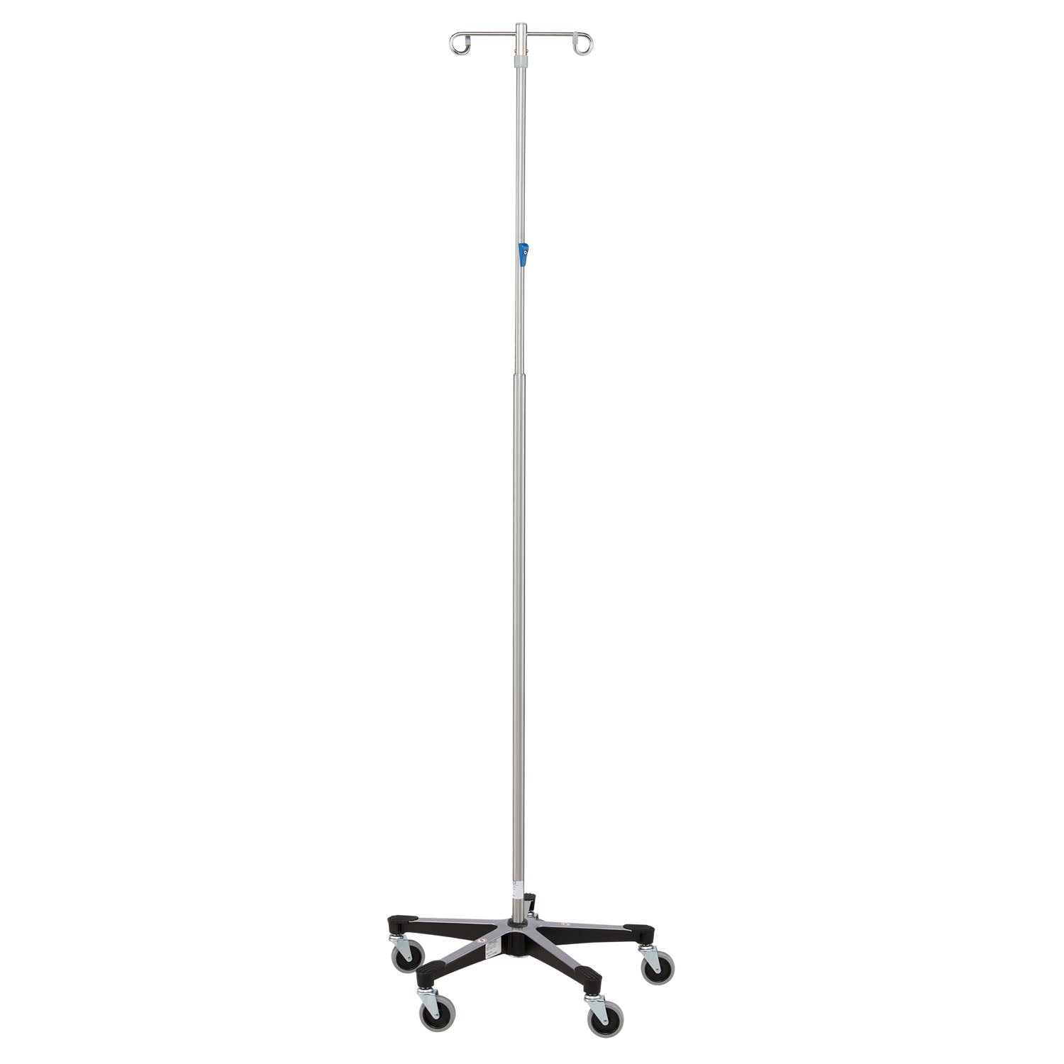 IV Stand, 2 Hook w/Thumb Operated Slide Lock w/5 Leg Base (DROP SHIP ONLY)