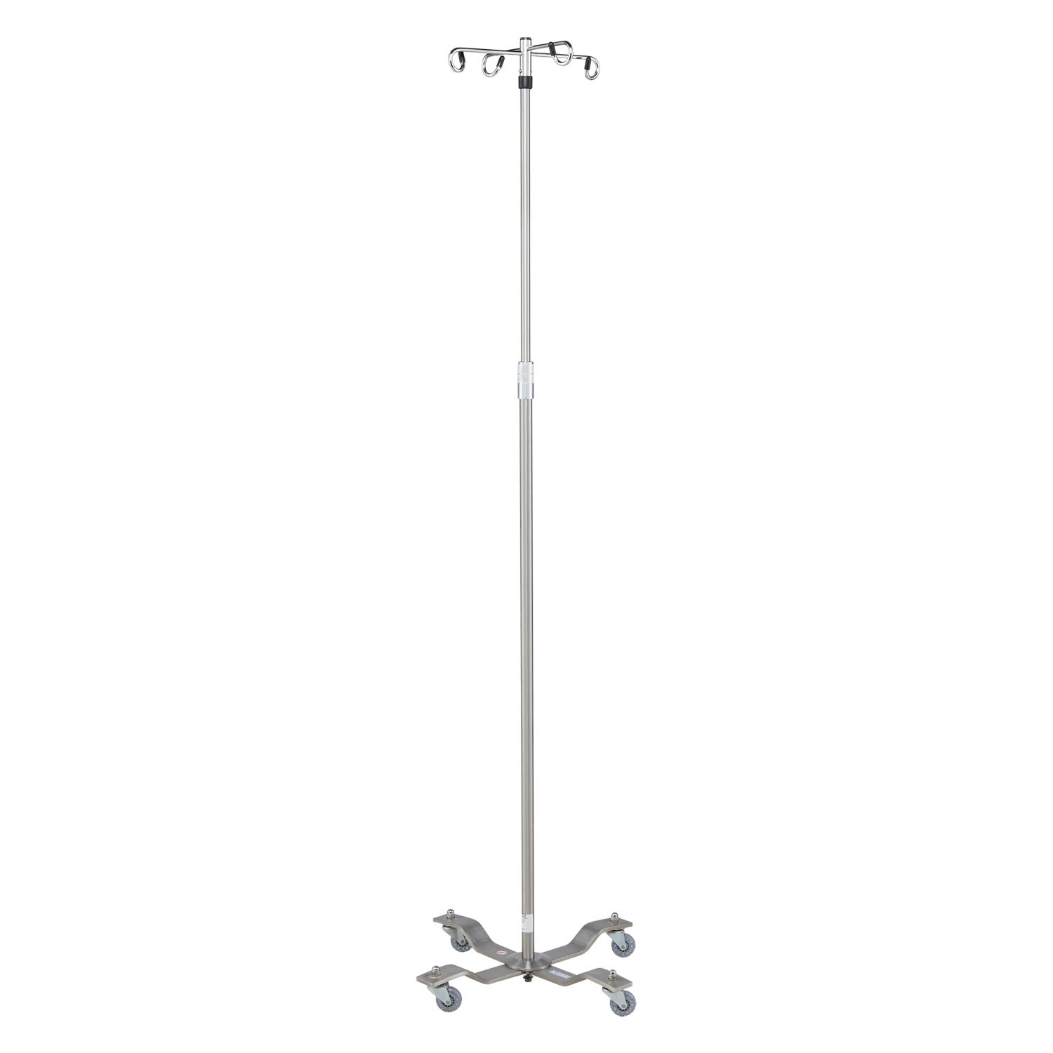 IV Stand, 4 Hook, Twist Lock, 4 Leg, 21 1/4" Diameter Stainless Steel Low Center of Gravity Welded Base (DROP SHIP ONLY)