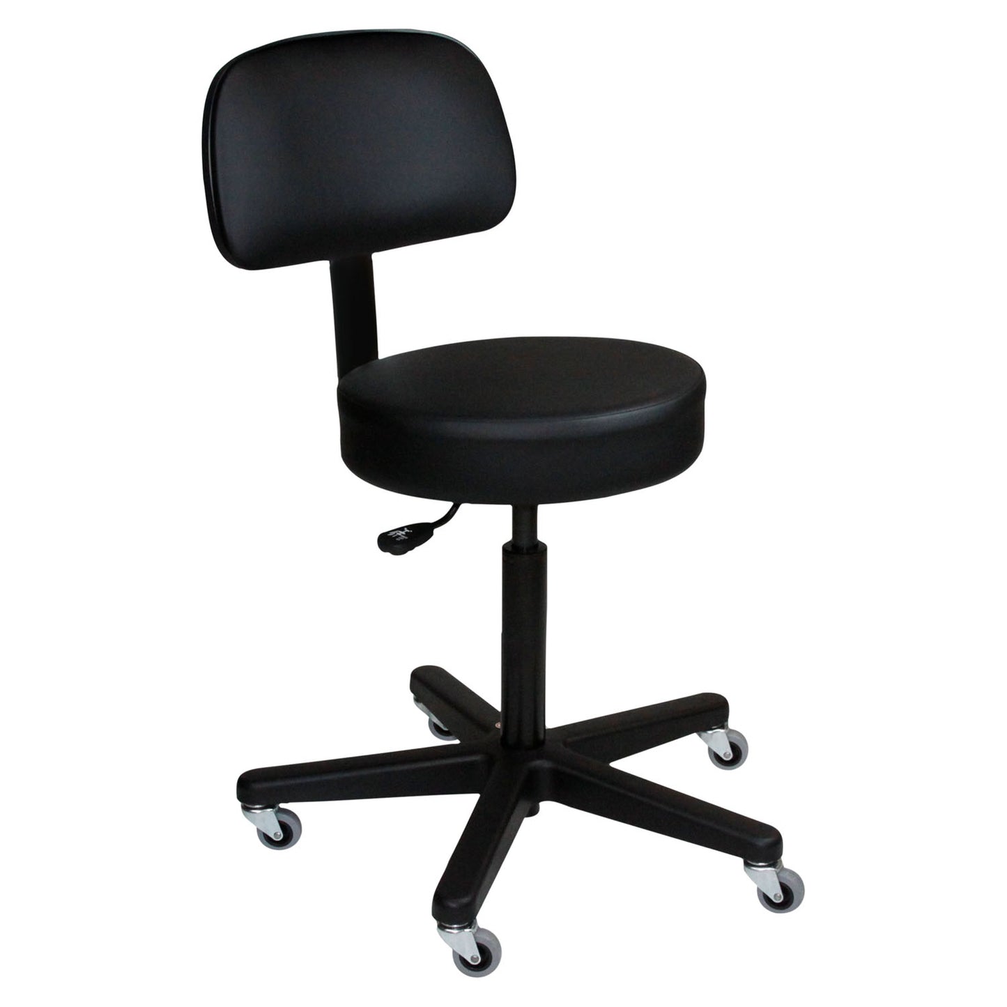 Pneumatic Exam Stool, Black, (5) Leg, Black Composite Base, Backrest (DROP SHIP ONLY)