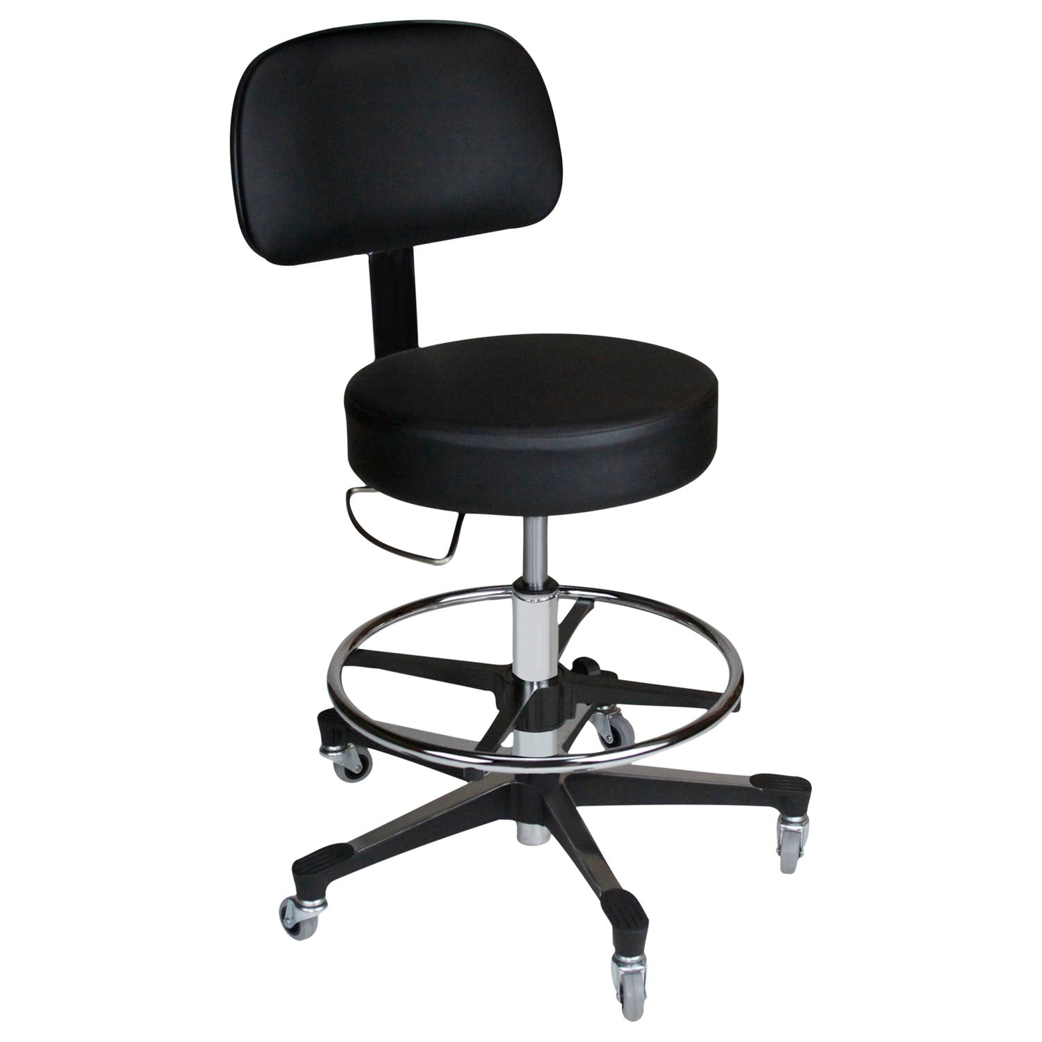 Deluxe Pneumatic Exam Stool, Height Adjustable (22" - 29"), Black, (5) Leg, Aluminum Base (DROP SHIP ONLY)