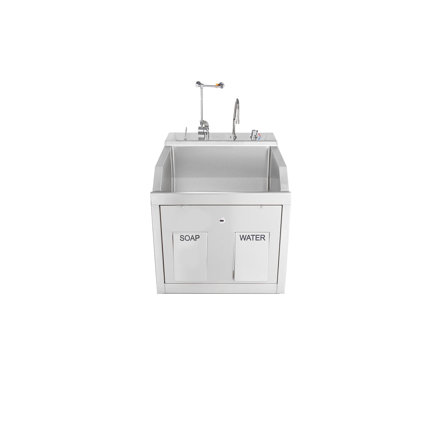 Lodi Scrub Sink, (1) Place Wall Mounted, Knee Action Control, Soap Dispenser, Infrared Water Control, Eyewash, Digital Timer (DROP SHIP ONLY)