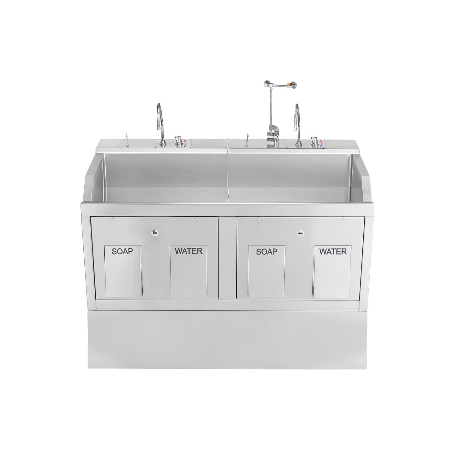 Lodi Scrub Sink, (2) Place, Pedestal Mounted, Knee Action Control, Infrared Water Control, Eyewash, Digital Timer (DROP SHIP ONLY)