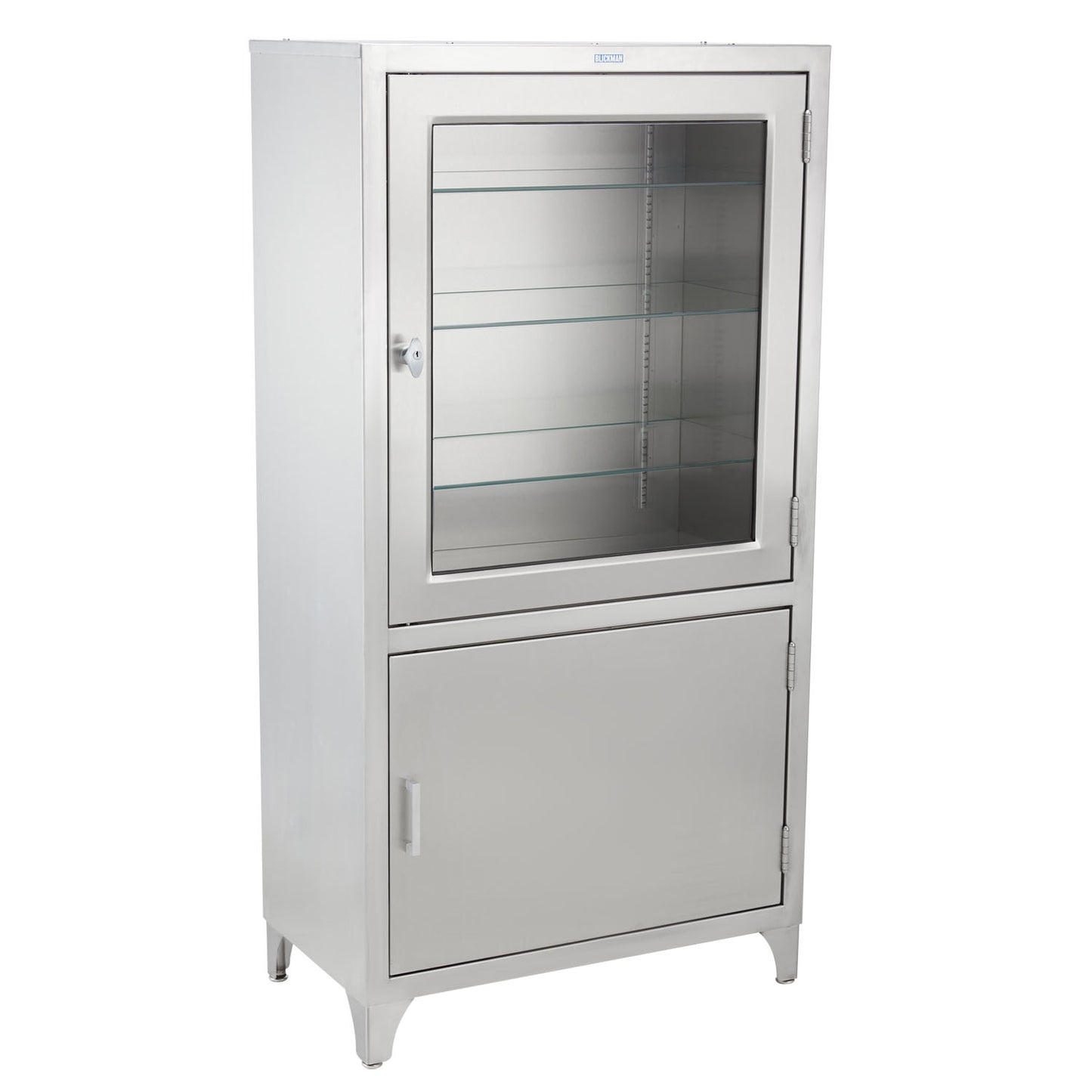 Kay Cabinet 30"W x 58"H x 16"D, (1) Glass Upper Door, (1) Solid Lower Door, (2) Stainless Steel Shelves (DROP SHIP ONLY)