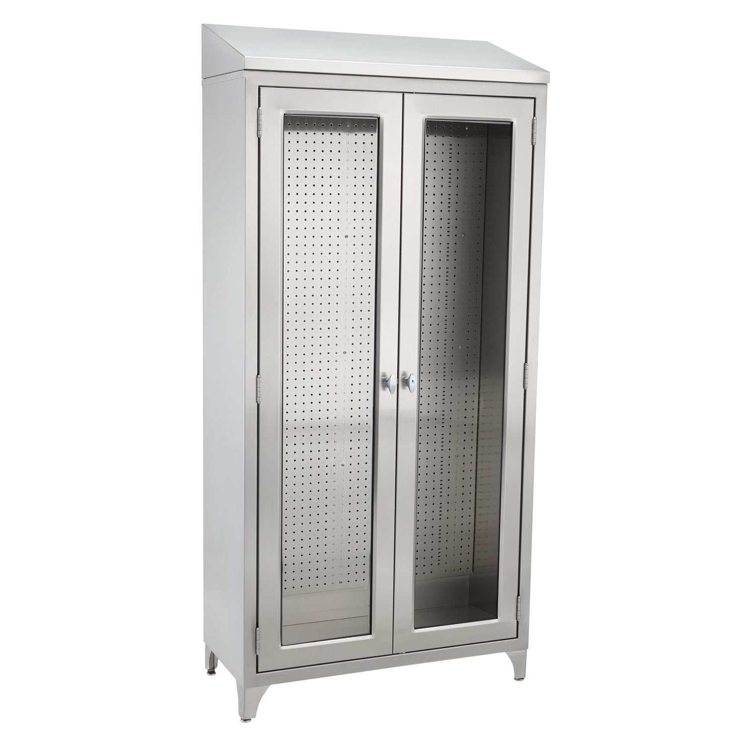 Walter Cabinet 47 5/8"W x 76"H x 16"D, Glides, Stainless Steel Pegboard (DROP SHIP ONLY)