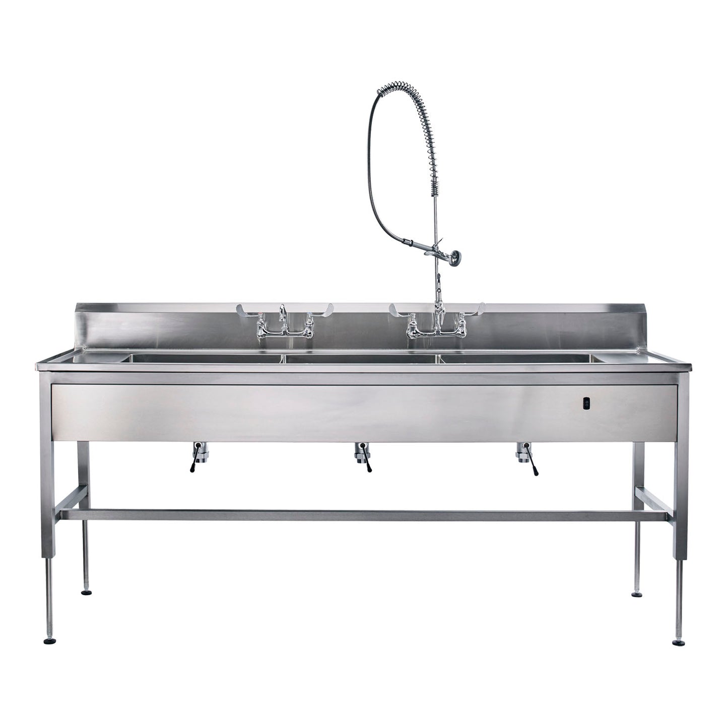 Decontamination Station 116"W x 26 1/2"D, Hydraulic Lift, (8") Backsplash, (3) 25"W x 18"H x 10"D Bowls, (3) Waste Lever Drains, Bowls Etched w/Gallon & Liter Measures (DROP SHIP ONLY)