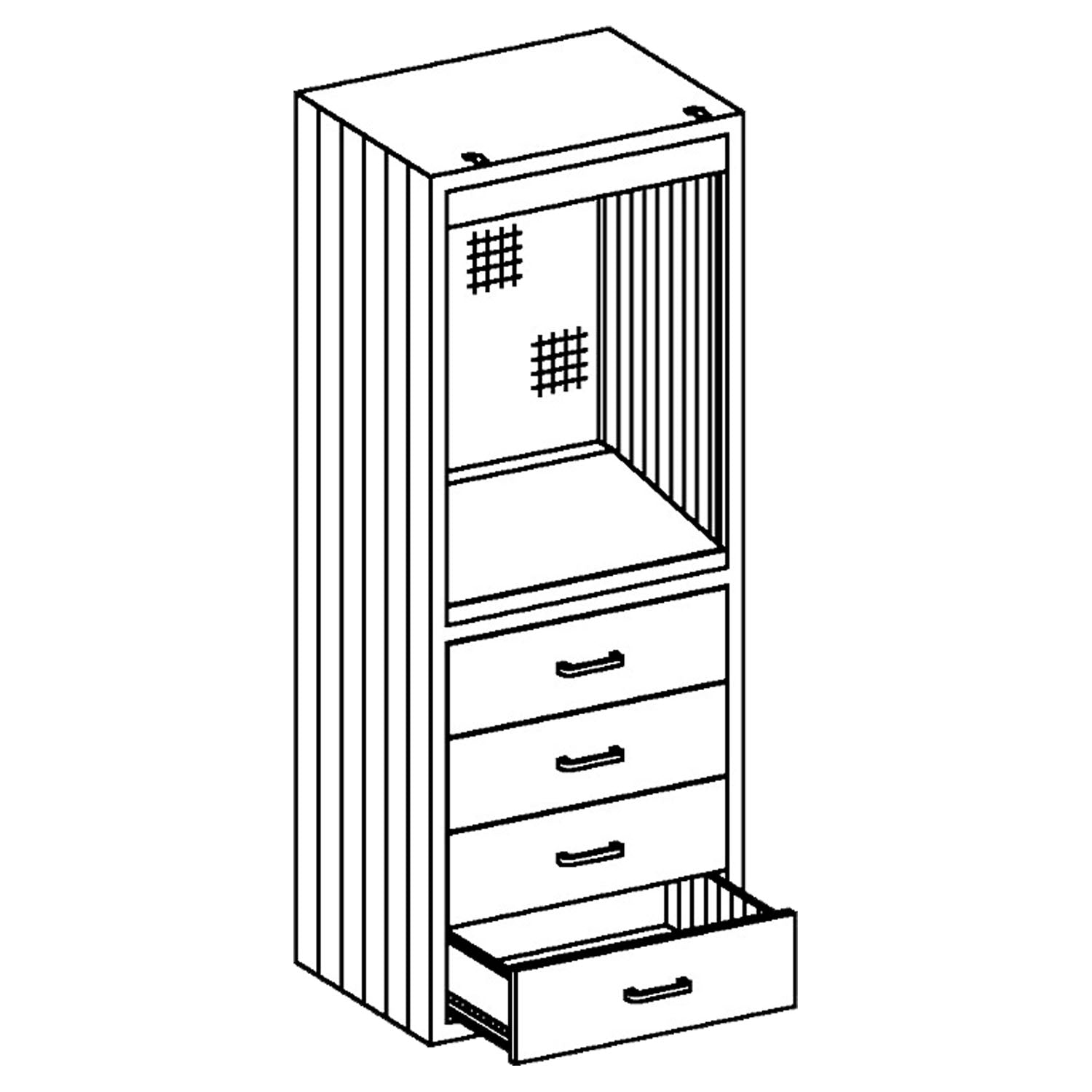 Equipment and Supplies Cabinet 24 1/8"W x 60"H x 18"D Console Cabinet, Sloped Writing Surface, White Porcelain, (4) Drawers (DROP SHIP ONLY)