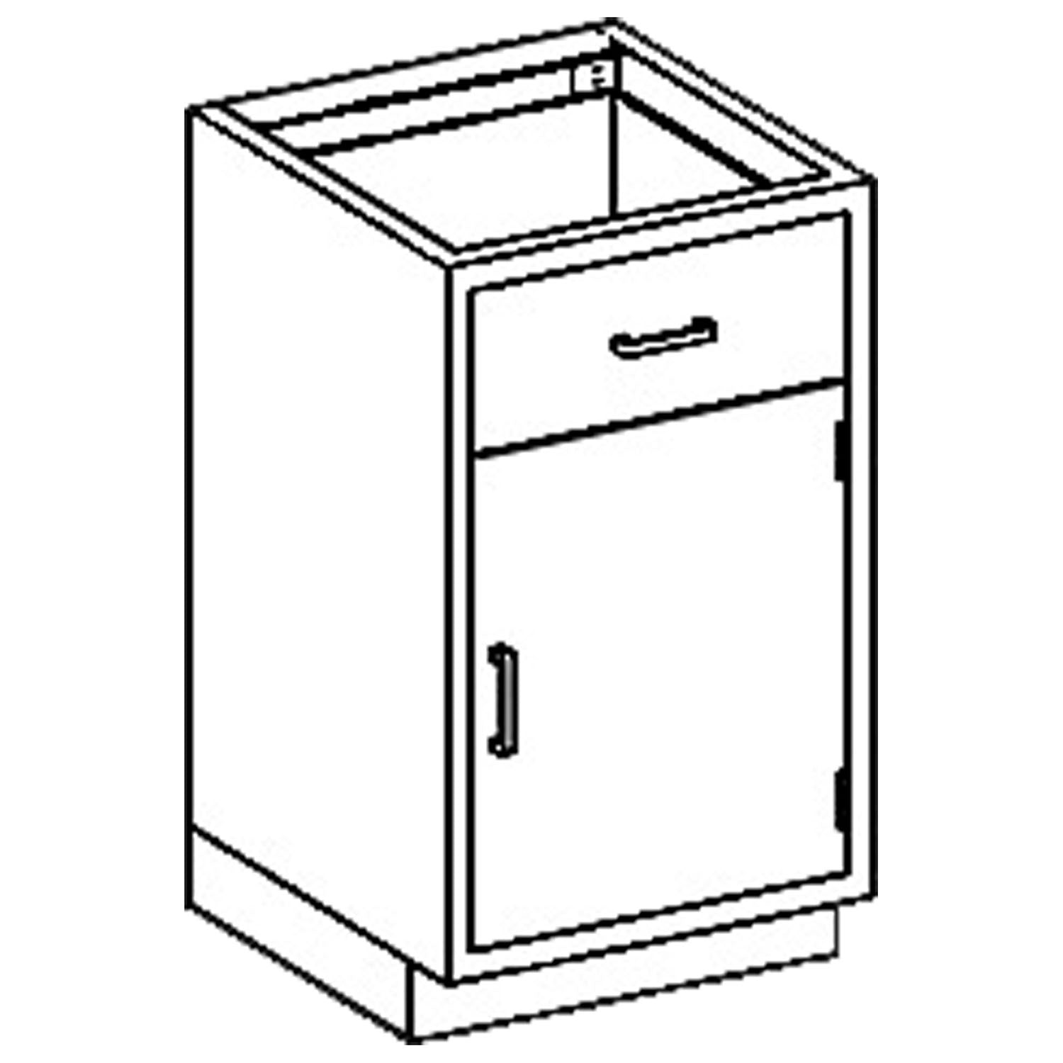 Base Cabinet 24 1/8"W x 35 3/4"H x 22"D, (1) Stainless Steel Adjustable Shelf, (1) Drawer Over (1) Right Hinge Door (DROP SHIP ONLY)