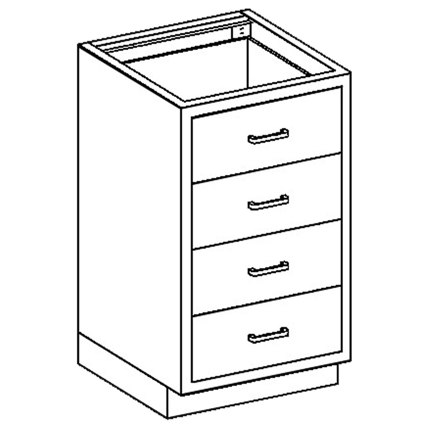 Base Cabinet 24 1/8"W x 35 3/4"H x 22"D, (4) 1/4-1/2 Drawers (DROP SHIP ONLY)