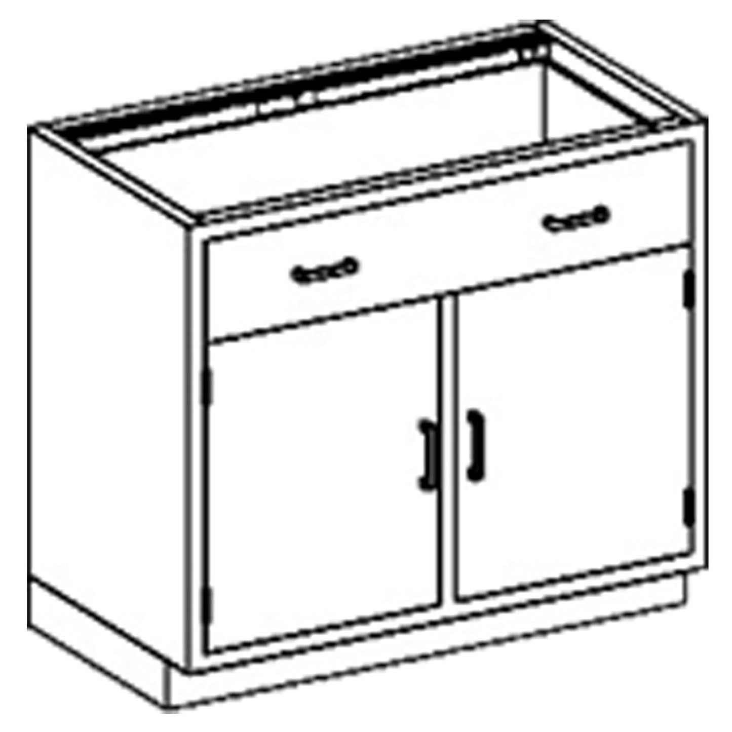 Base Cabinet 35"W x 35 3/4"H x 22"D, (1) Stainless Steel Adjustable Shelf, (1) 1/4-1/2 Drawer, 35" Over, (2) Hinged Doors (DROP SHIP ONLY)