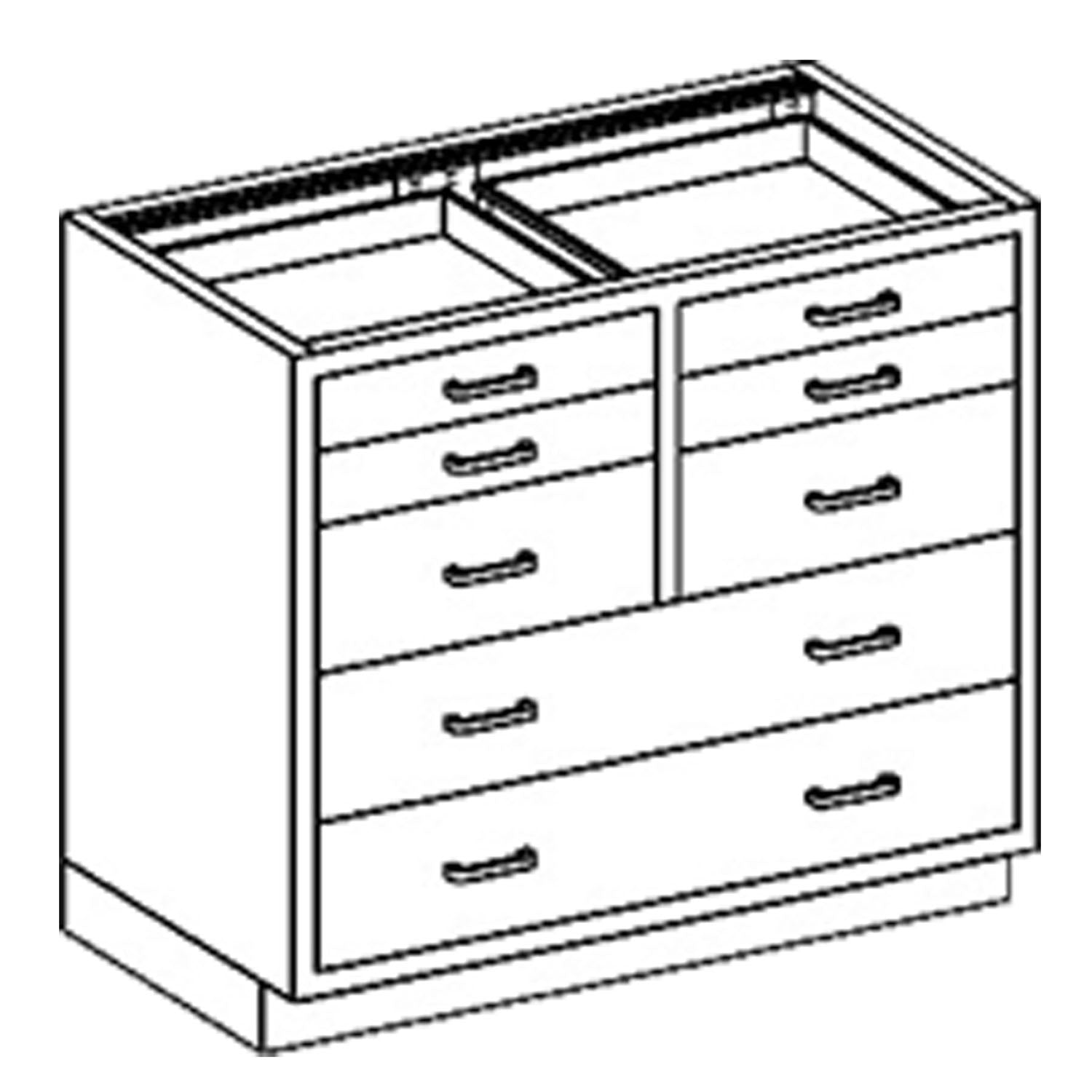 Base Cabinet 35"W x 35 3/4"H x 22"D, (4) 1/8-1/2 Drawers, 35" Over  (DROP SHIP ONLY)