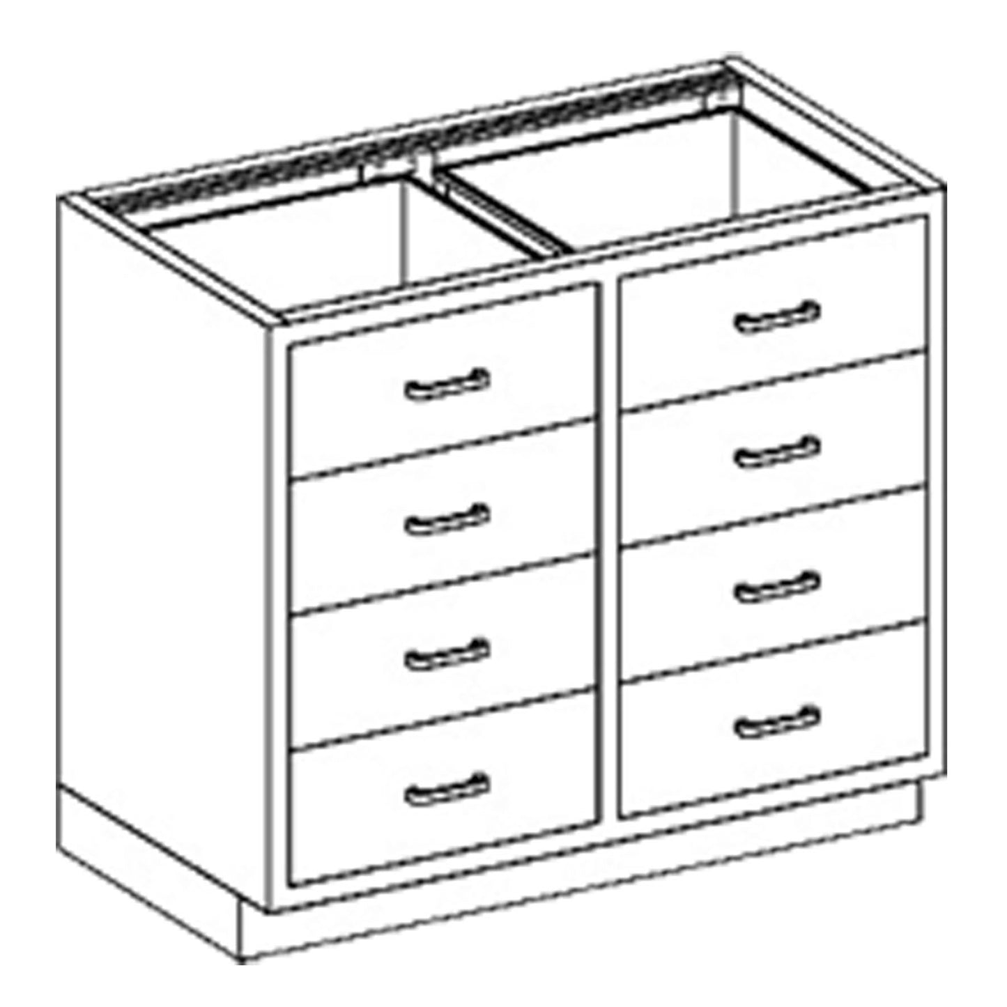 Base Cabinet 35"W x 35 3/4"H x 22"D, (8) 1/4-1/2 Drawers (DROP SHIP ONLY)
