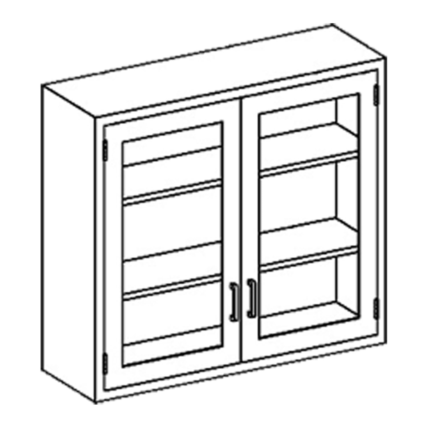 Wall Cabinet 35"W x 30"H x 13"D, (2) Stainless Steel Adjustable Shelves, Hinge Glass Door (DROP SHIP ONLY)